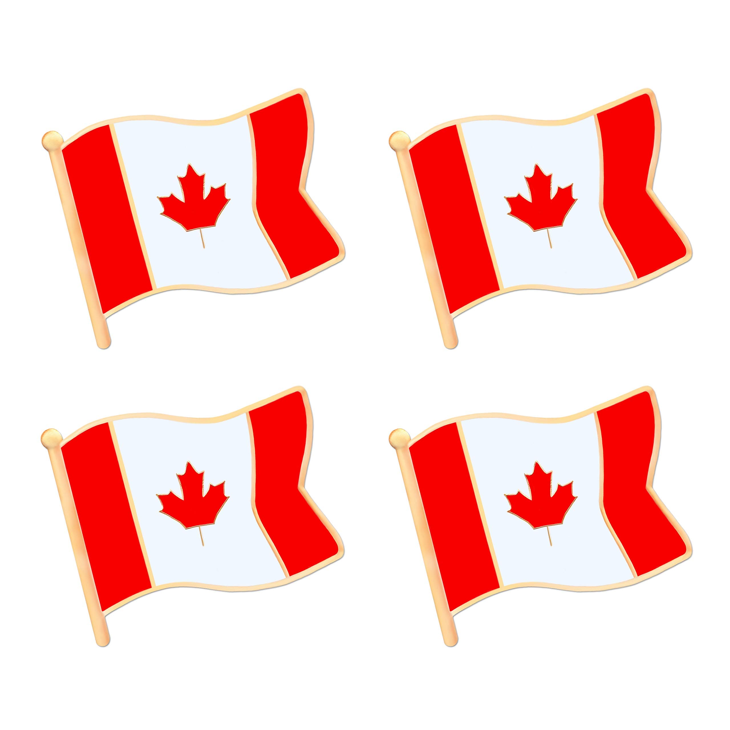 Canada Canadian Flag Lapel Pin Decorations (4 Pack), 1.05"x 0.9"