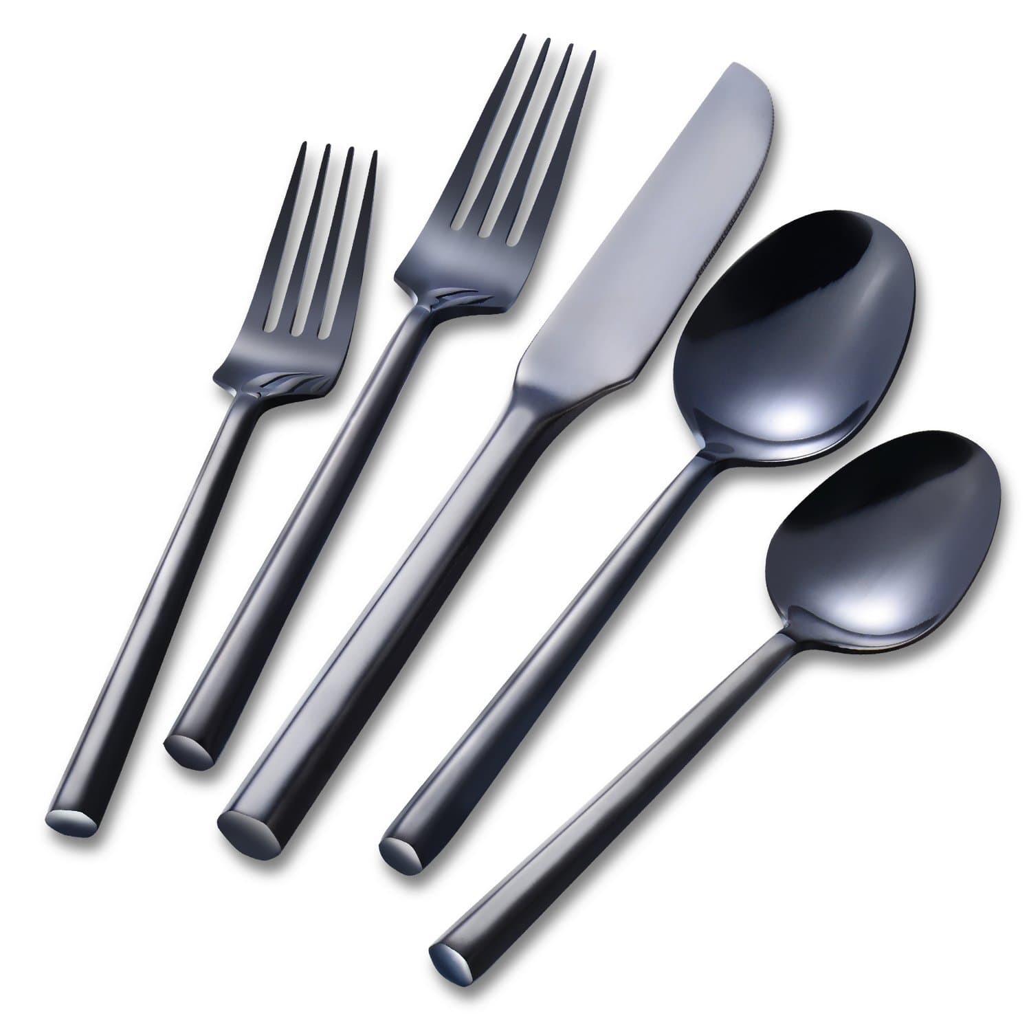Flatware Set Black Silverware Set Mirror Plated Stainless Steel Cutlery Set 20 Piece Wedding Housewarming Gift Service for 4