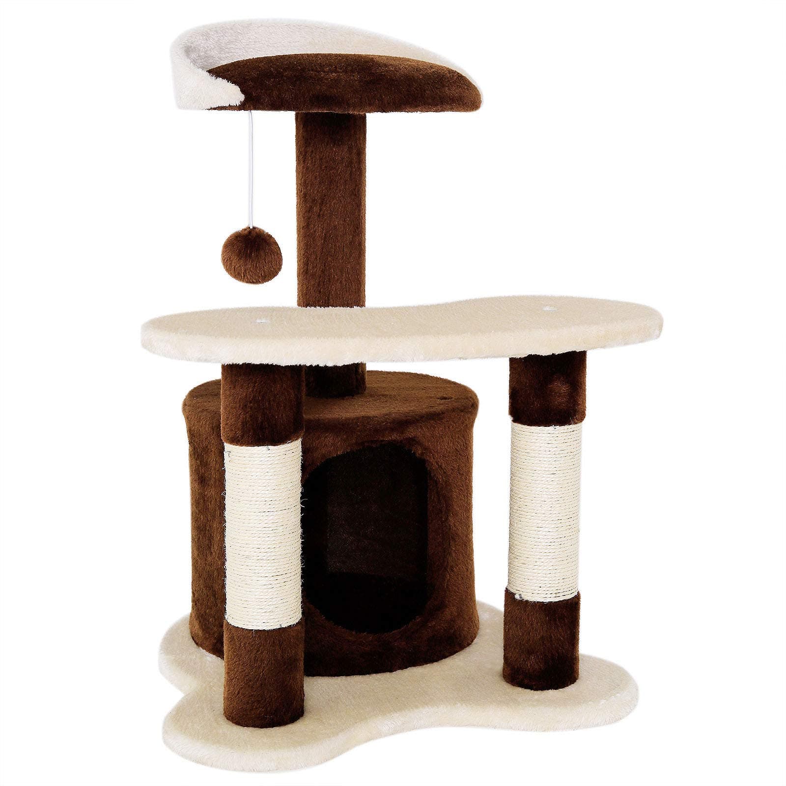 liontodibea Cat Tree Activity Centre Sisal Climbing Toy, 65 cm, Brown/Beige