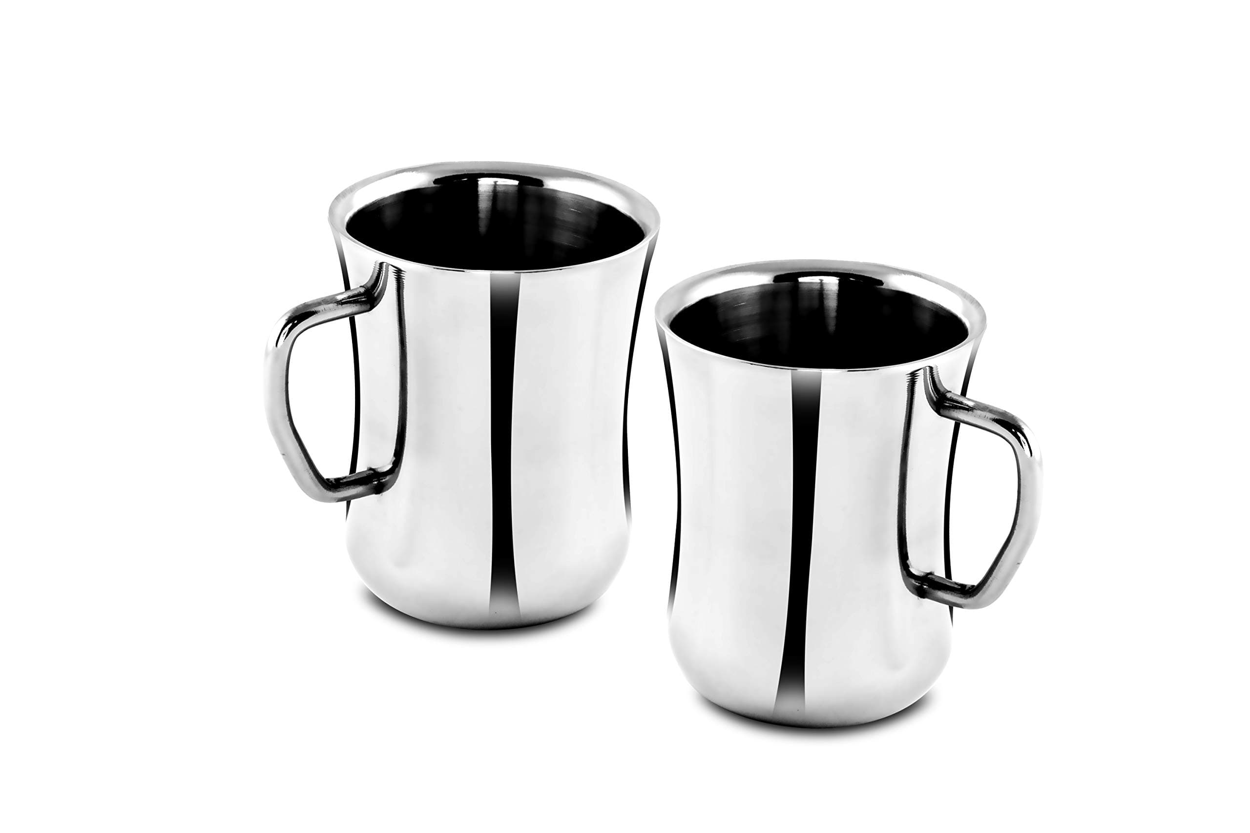 Classic Essentials Stainless Steel Latte Double Walled Coffee Mug Set, 220 ml, 2-Piece, Silver