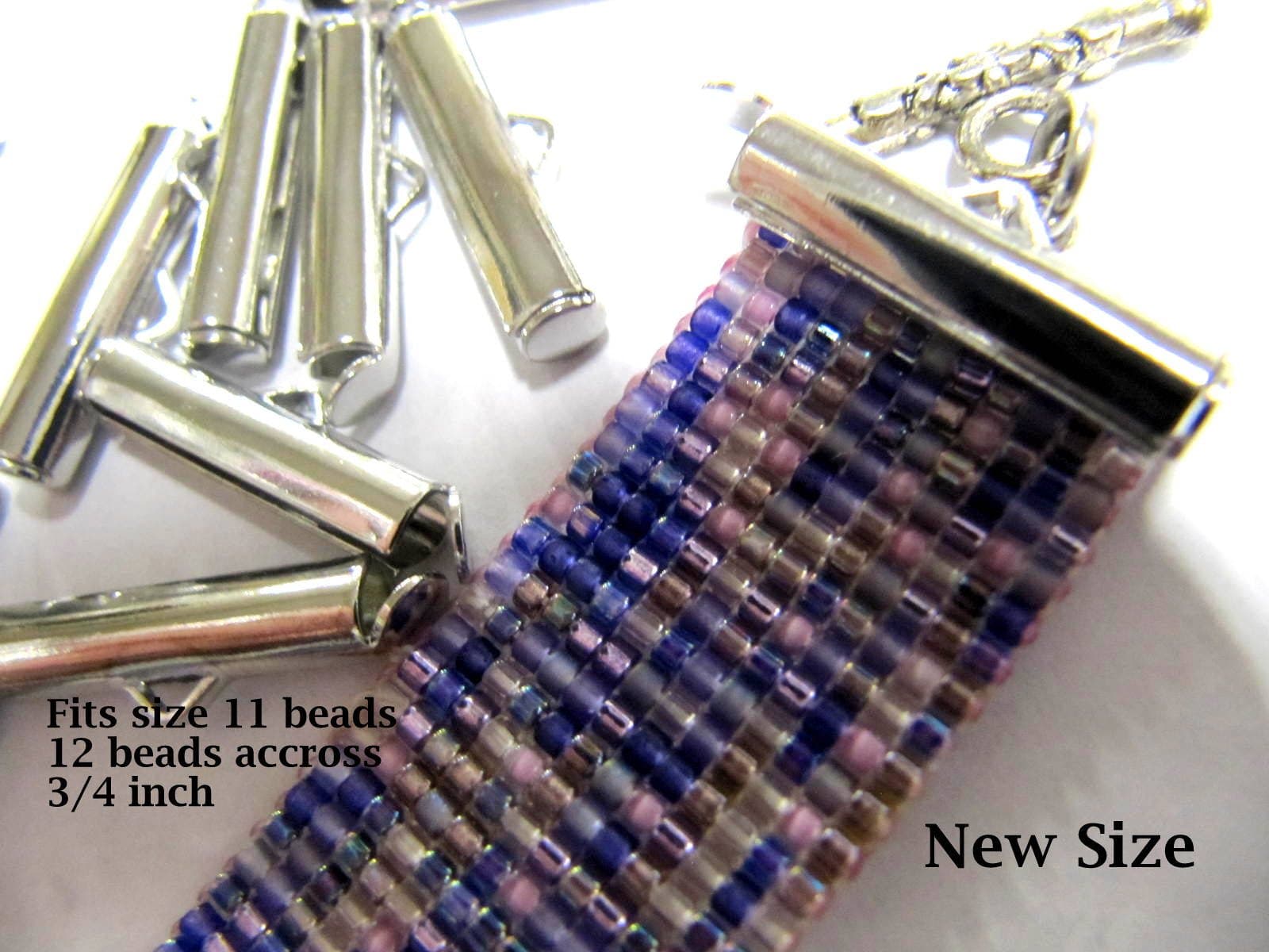 Bead Loom Slider Clasp, 3/4 Inch Long, 12 Package, Fits size 11 beads, Silver Color, Bead loom Clasp, Bracelet Findings, Loom Patterns Findings, 12 Package