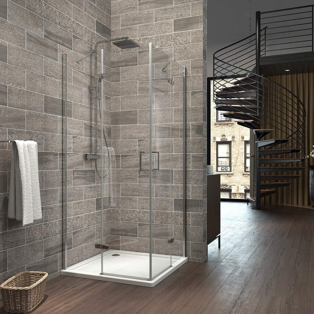 1200 x 800 mm Hinge Corner Entry Shower Enclosure Door | 6mm Tempered Glass Reversible Frameless Hinge Shower Cubicle