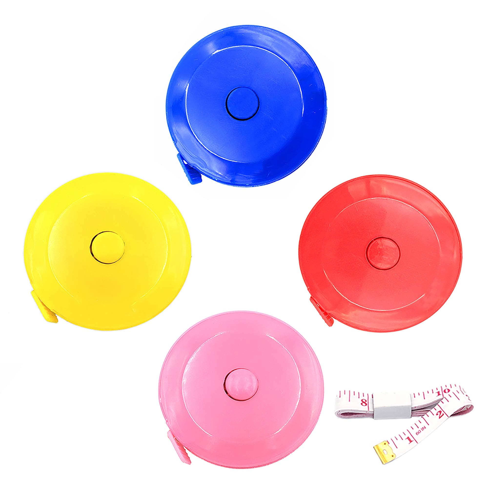 Push Button Soft Retractable Tape 6pcs Measure Handy Pocket Body Tailor Sewing Craft Cloth Dieting Measuring Tape, Random Color, 60 Inch(1.5 Meter)