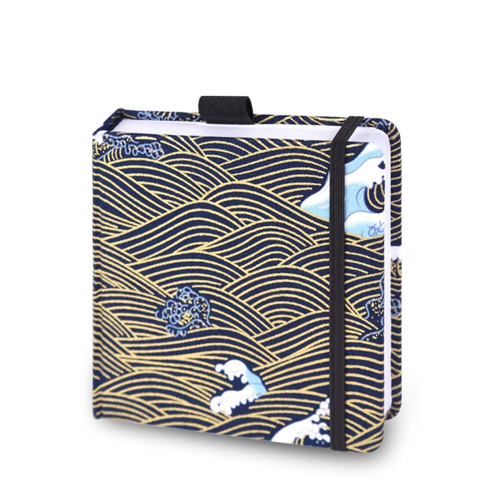 Square 5.1x 5.1"165gsm Colored Pencil Paint Journal Hardbound 128pgs（64 Sheets Front Back Cold Pressed）Travel for Calligrapher Colored Pencil Sketch Doodles Handmade Cloth Cover Notebook Black River