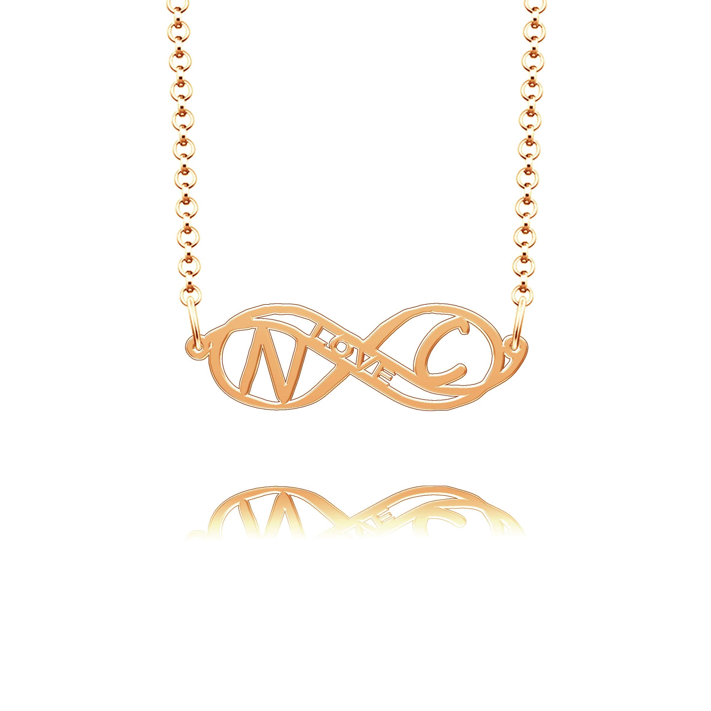 CLY JewelrySterling Silver Infinity Love Heart Initial Monogram Personalized Custom Made Name Necklace of Best Gift