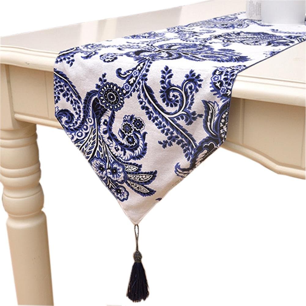 ADDMAT® Table Runner Table flag coffee table flag table cloth Chinese cotton and linen printed coffee table flag tablecloth , 34*180cm/340g flat table runner
