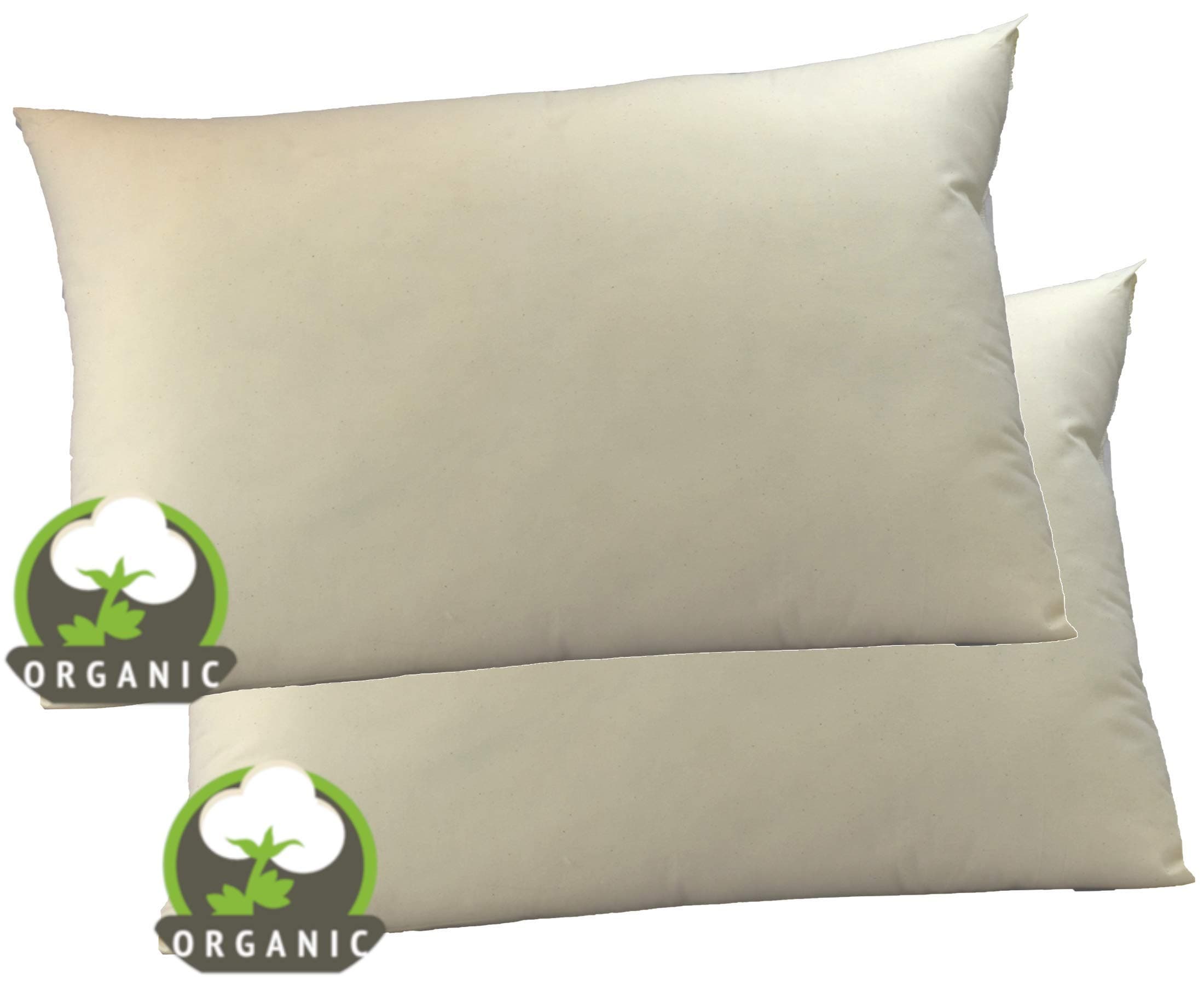 MoonRest Certified -%100 Organic Natural Fabric Bed Sleeping Pillow, Down-Like Fill - 2 Pack Standard Size - 20” X 26”