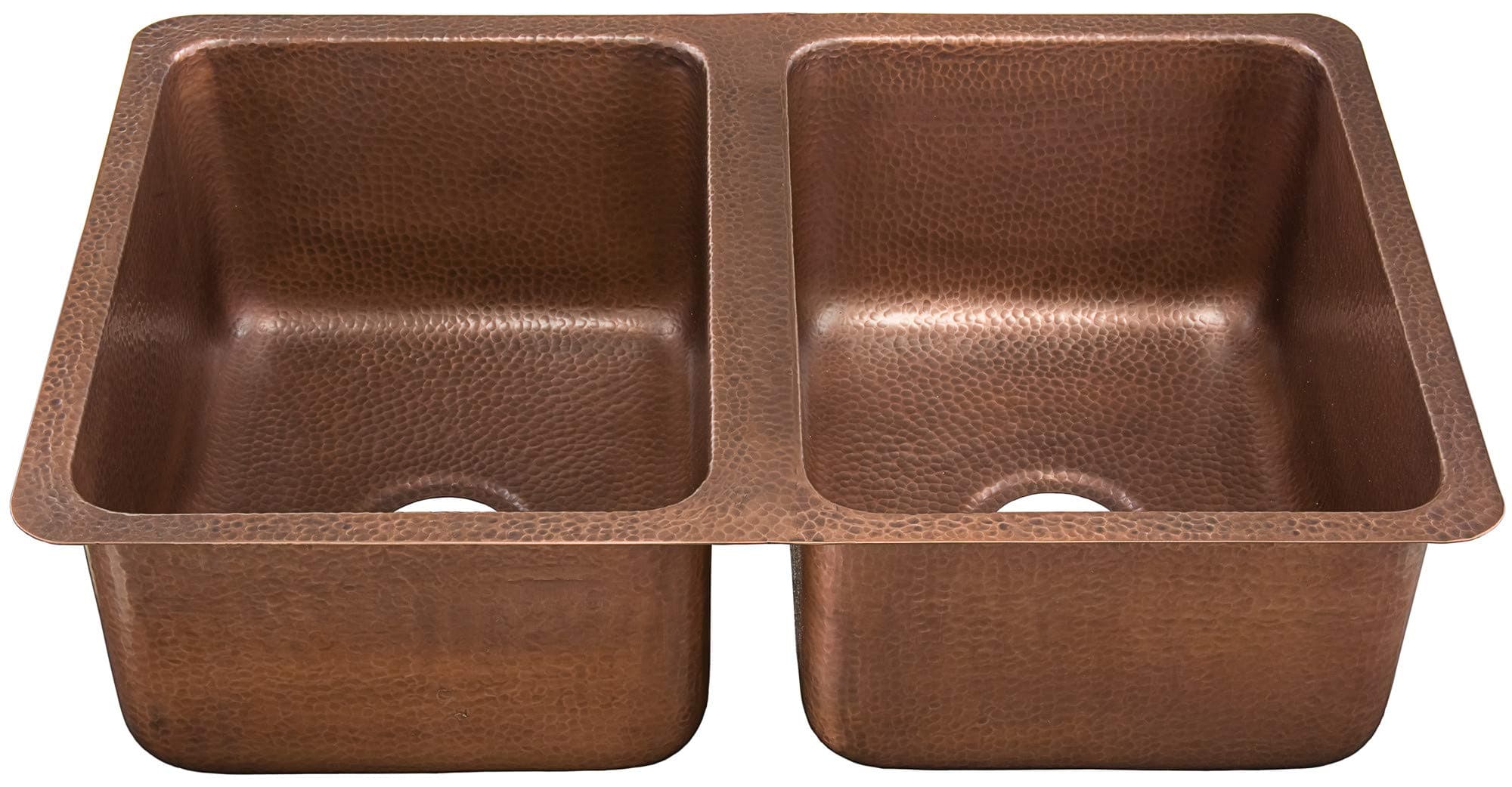 Thompson Traders KDU-3120AH Monterosso Double Bowl Hand Hammered Copper Seamless Construction Hammered Medium Antique