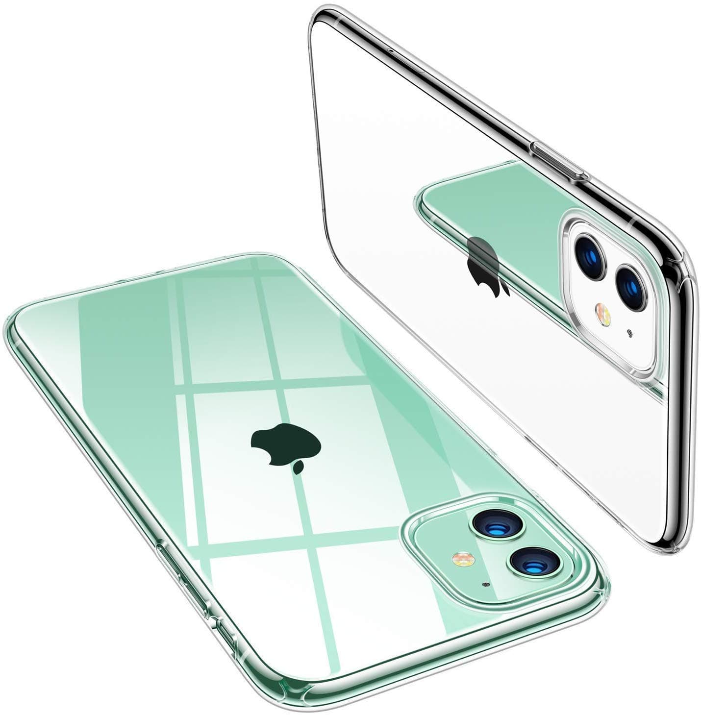 Enflamo Crystal Clear Case Soft Back Cover Case with Electroplated Frame Bumper Ultra Slim TPU Gel Case for iPhone 11 (iPhone 11, 6.1 Inch, Clear)