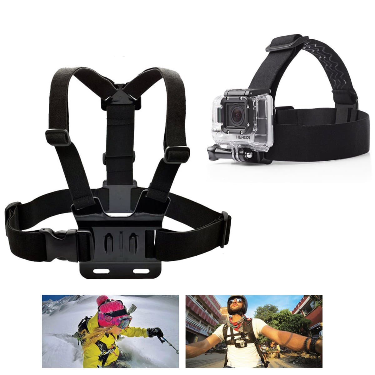PANNOVO Head Strap Chest Strap Mount Accessories Kits for GoPro Hero Session 5 4 3+