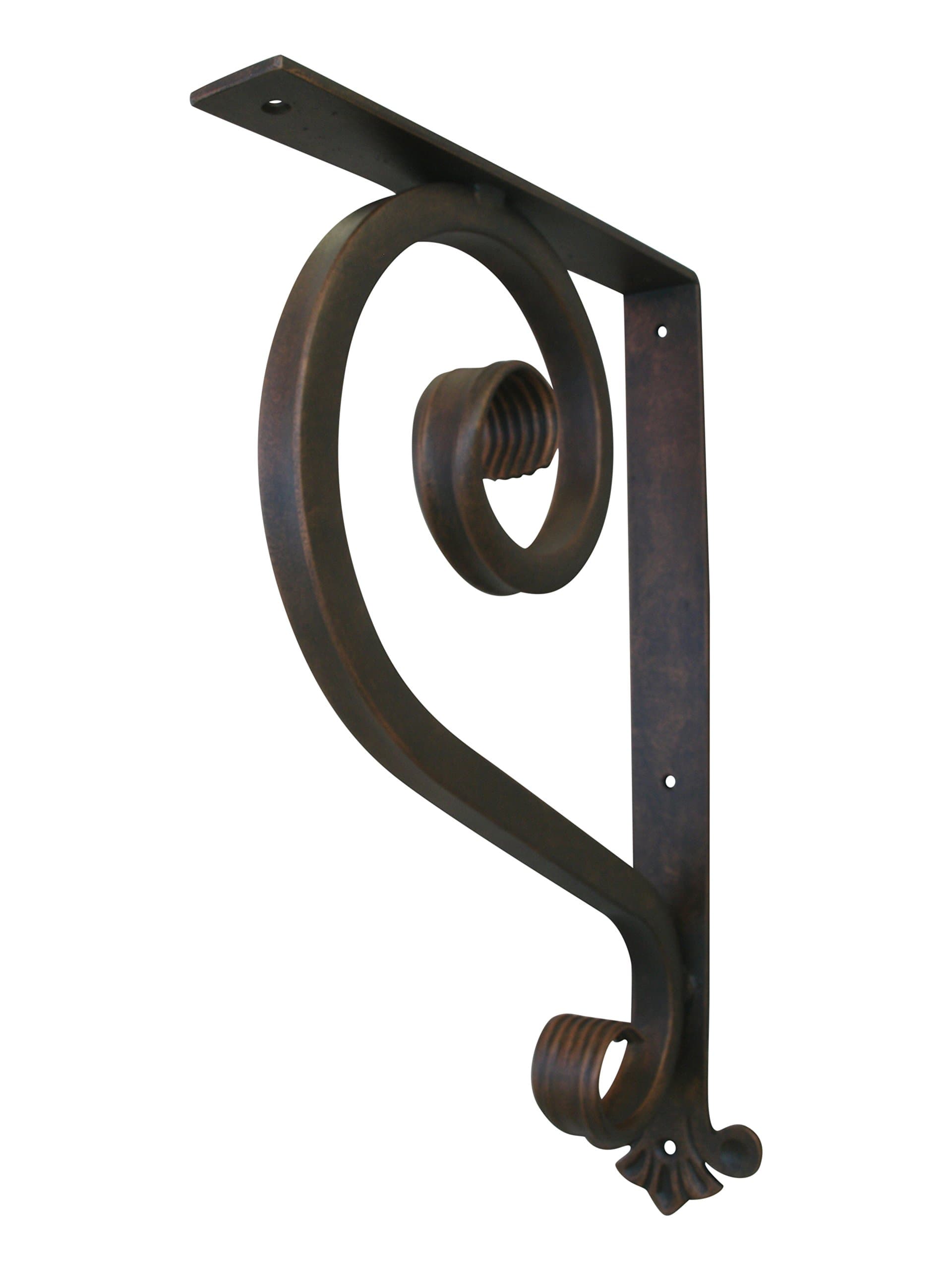 Shoreline Large Wrought Iron Support Bracket- Unique Heavy Duty Decorative Angle Support 11”X 22”-Blue-Green Patina