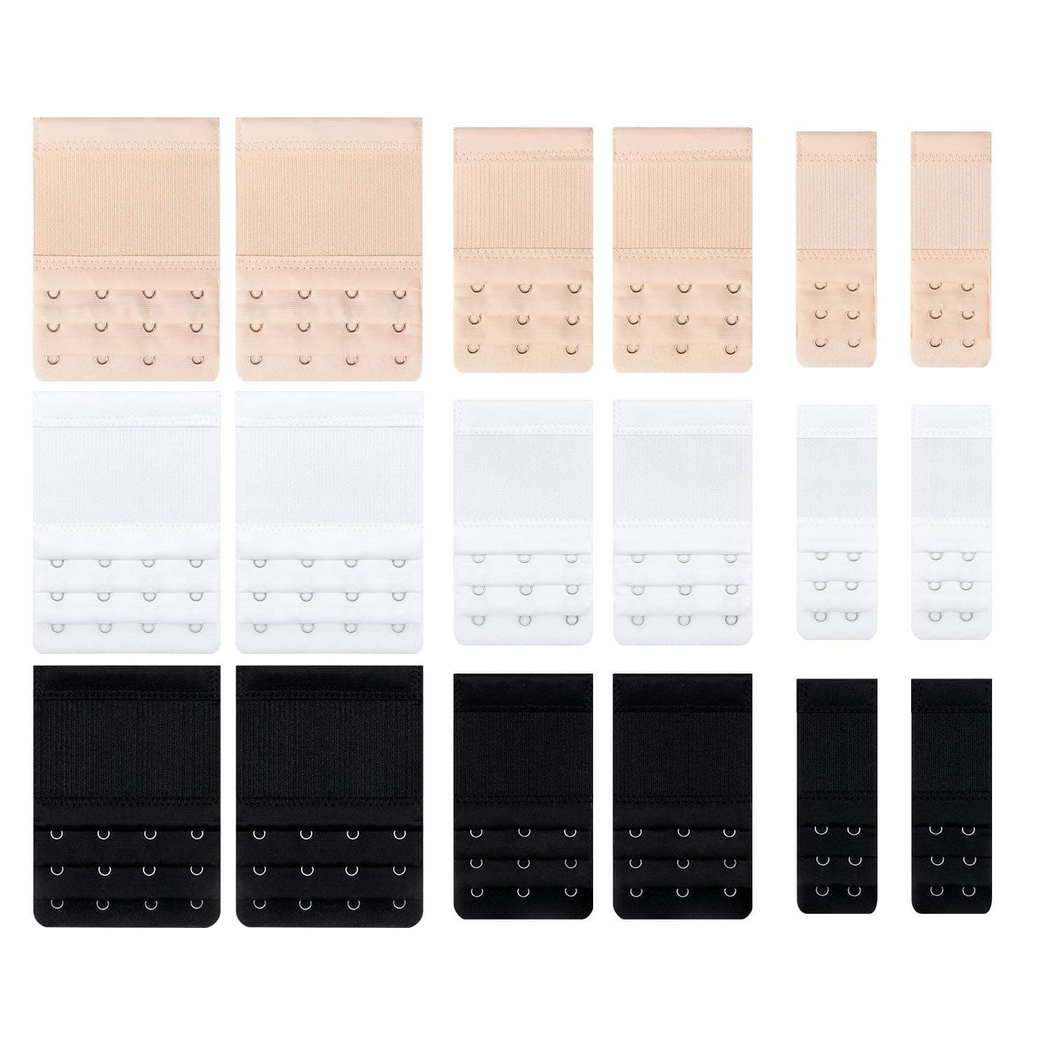 18pcs Women's Bra Extenders Soft Comfortable plus size,2 Hooks/3 Hooks/4 Hook(White Black skin color)