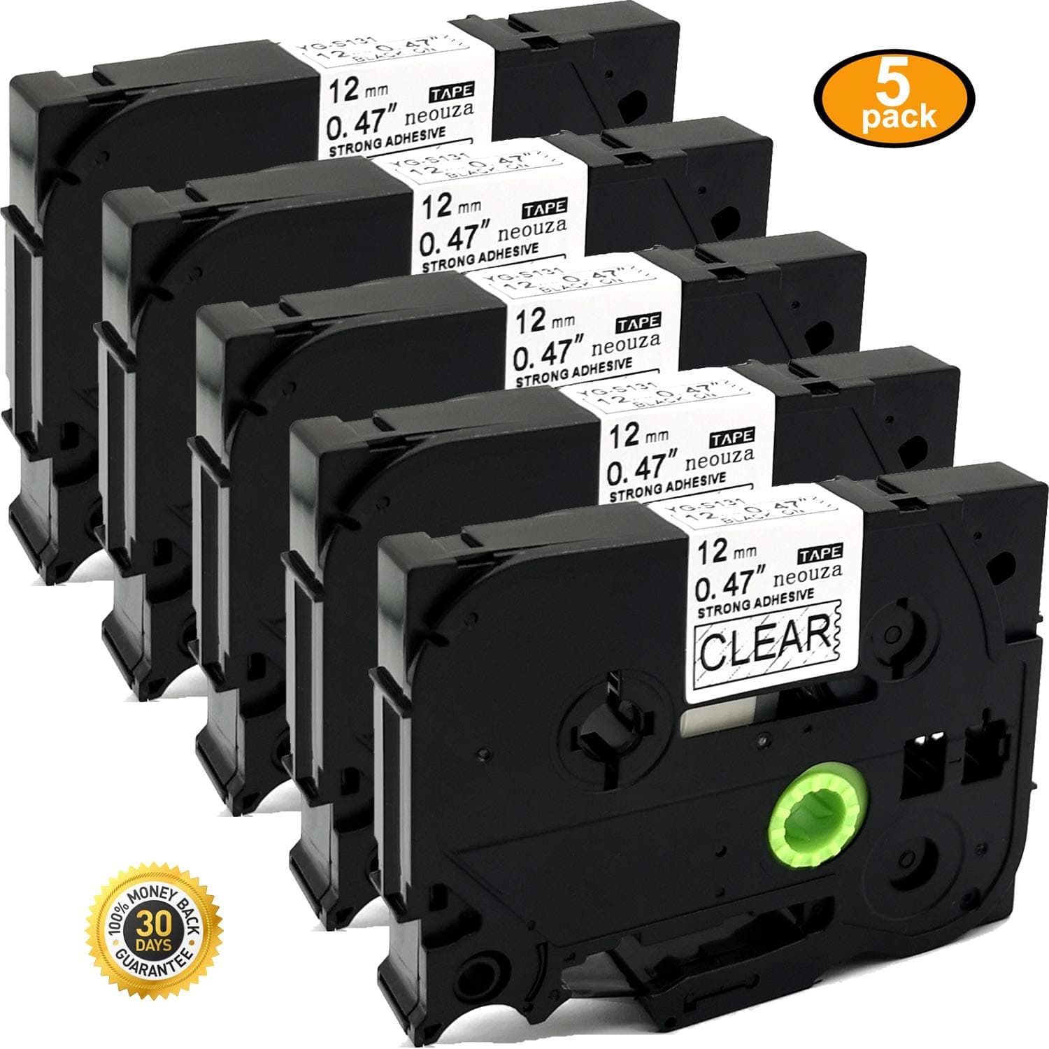 NEOUZA Compatible Label Tape Replacement for Brother P-touch Laminated Tze tz TzeS131 Extra Strength Black on Clear 5PK