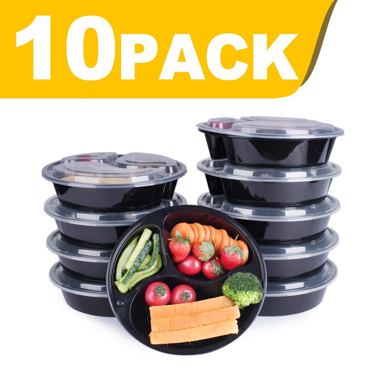 Glotoch 39oz Meal prep containers Lunch Box Containers Sets with Leak Proof Lid for Meal Prep and Portion Control in Bento Box-Microwaveable, E-Recipes Provide,Freezer & Dishwasher Safe,Pack of 10