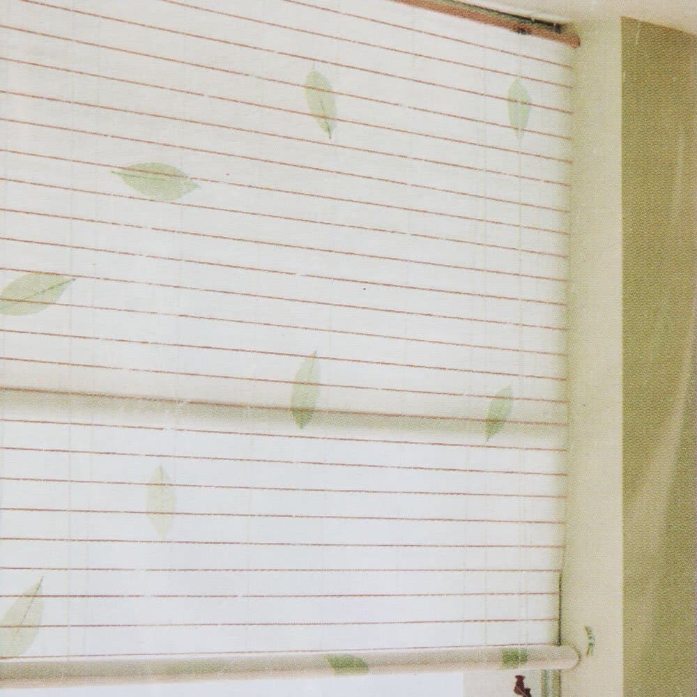 East Green Roller Window Blind - Home/Office Natural Leaf - Corded - 120 x 160cm