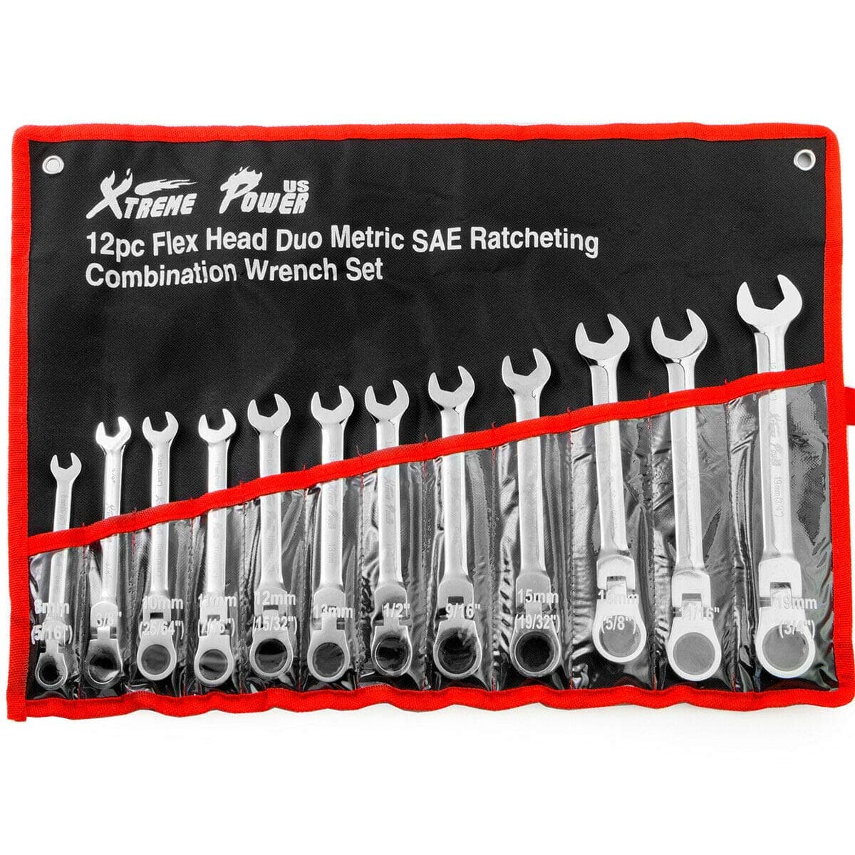 New tools 12pcs Flex-Head Combination Wrench Set Ratcheting Duo Metric SAE