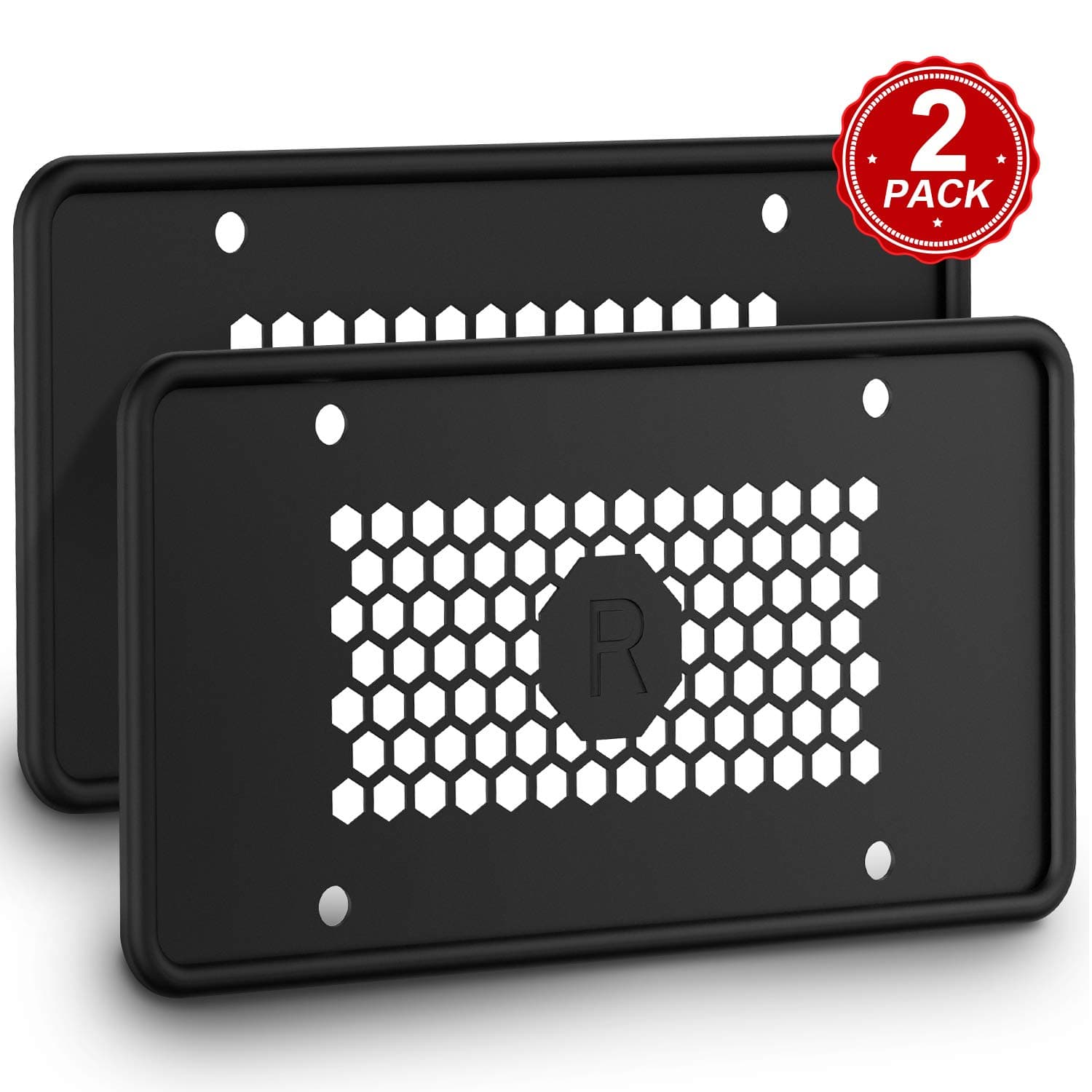 Karoad Silicone License Plate Frames with 8 Screws and 8 Screw Covers, Black Car License Plate Cover License Plate Holder - Waterproof Rust-Proof Non-Deformation Cold and High Temperature Resistance