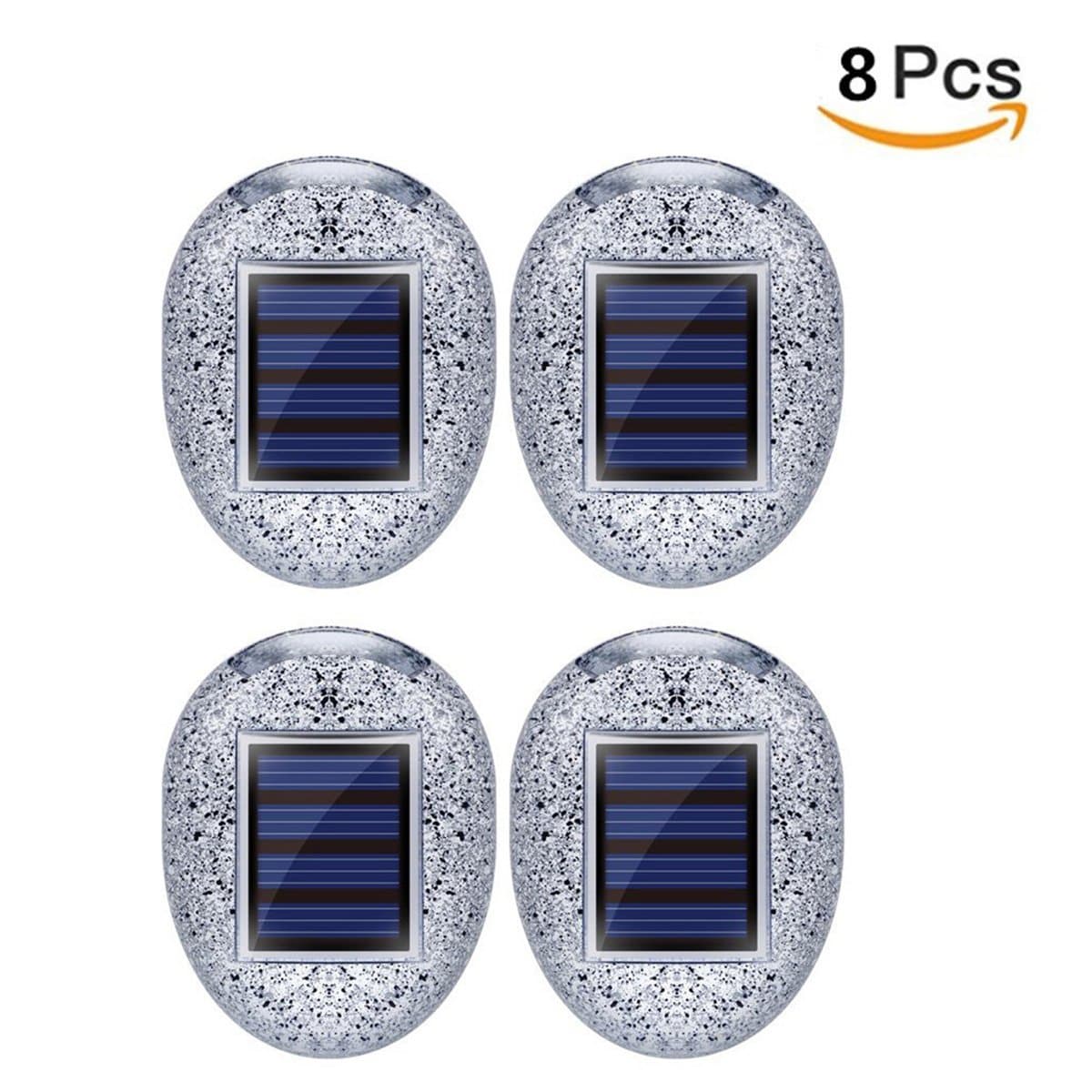 Solar Lights Outdoor Path light Landscape Lighting Pebbles Decorative Stones Luminous LED Rock Light IP65 Waterproof for Deck Garden Patio Yard Pathway Lawn Porch - White light (8pcs)