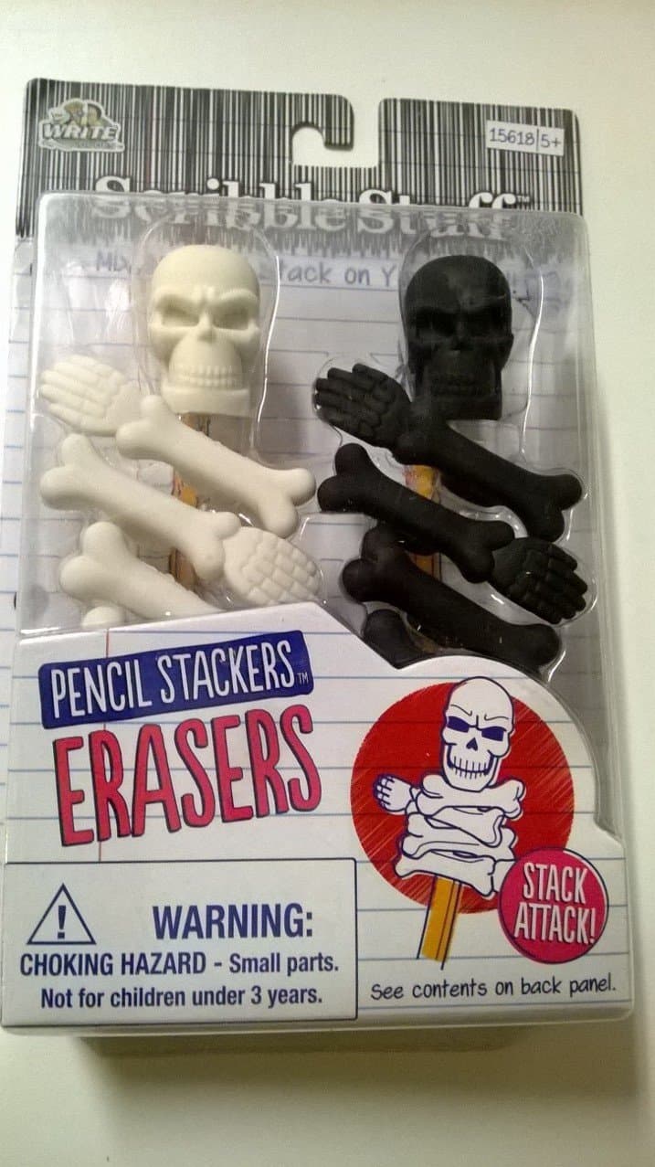 1 X Scribble Stuff Pencil Stackers Erasers - Mix, Match & Stack - Skull & Bones