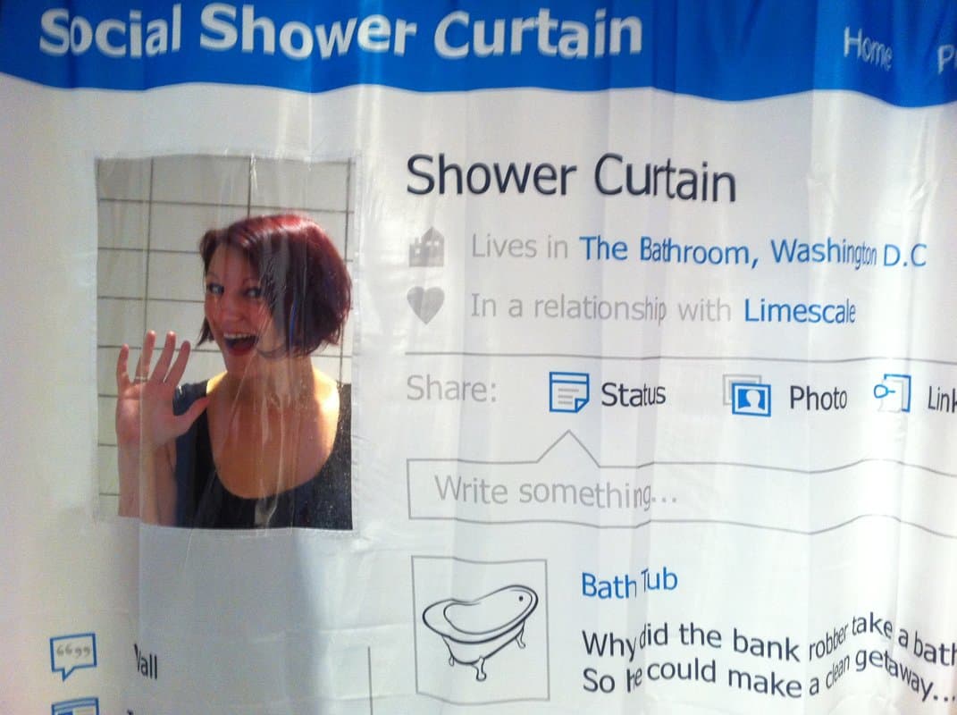 social Network Facebook Pattern Print Shower Curtain Waterproof Mildew-proof Polyester Fabric Bathroom Accessories Home Decoration