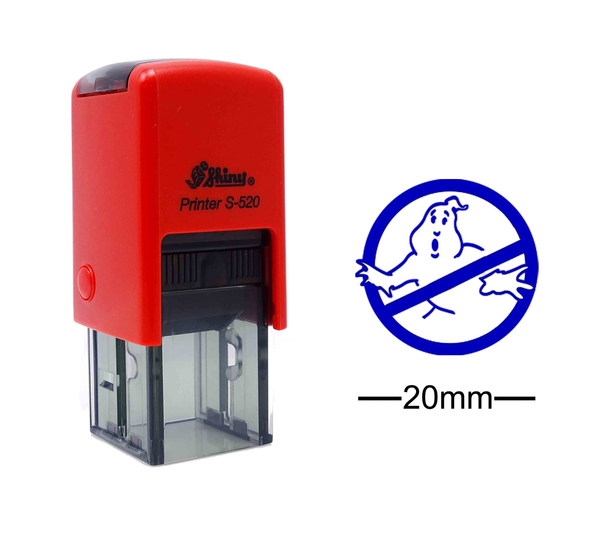 No Ghost Sign Not Allowed Icon Round Rubber Stamp Self Inking Shiny Mini Stamper 20 mm- Blue Ink