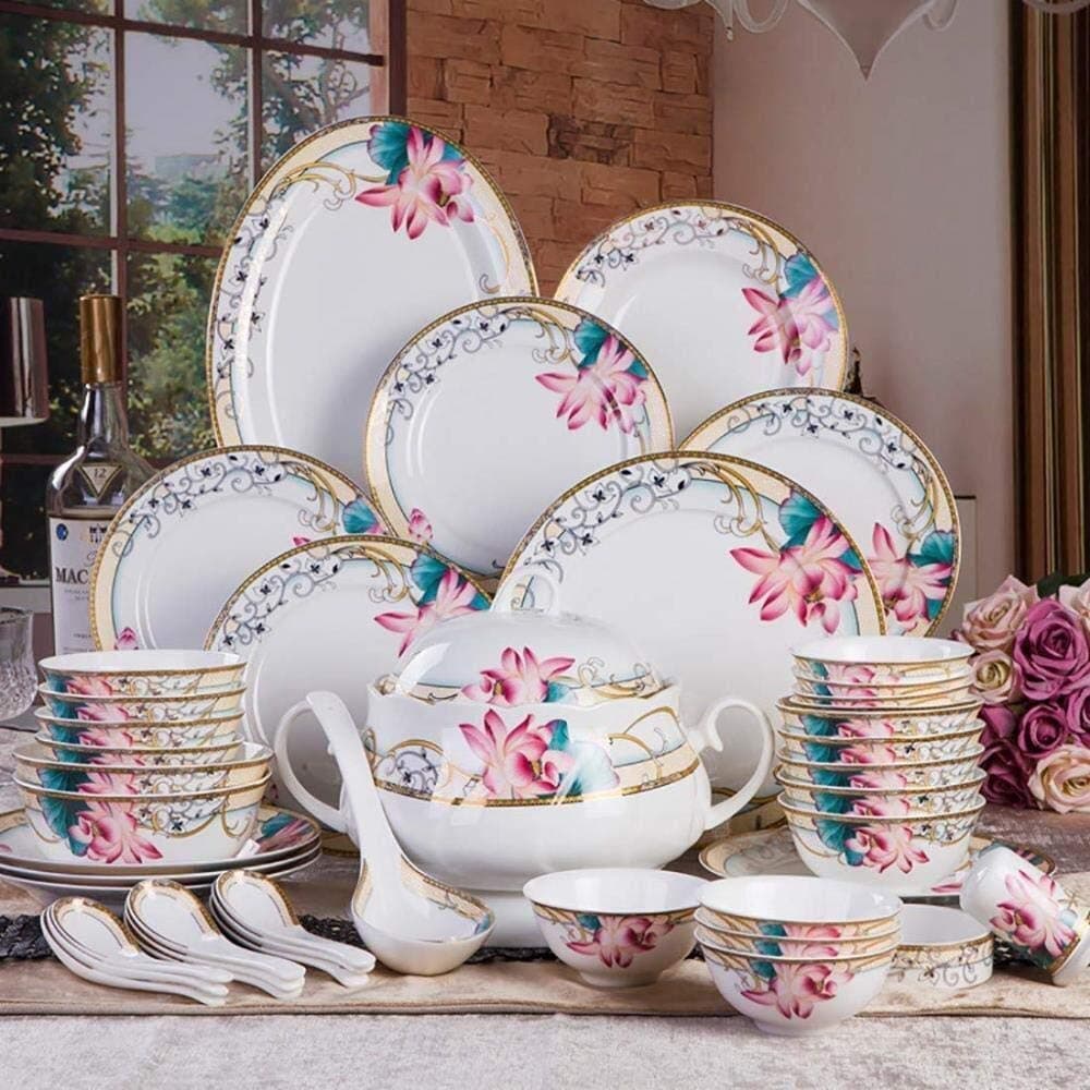50-Piece Of Kitchen Bone China Dinnerware Set From Ivory White Porcelain Dinnerware Set From Shells/Dessert Plates/Soup Plates/Dinner Plates