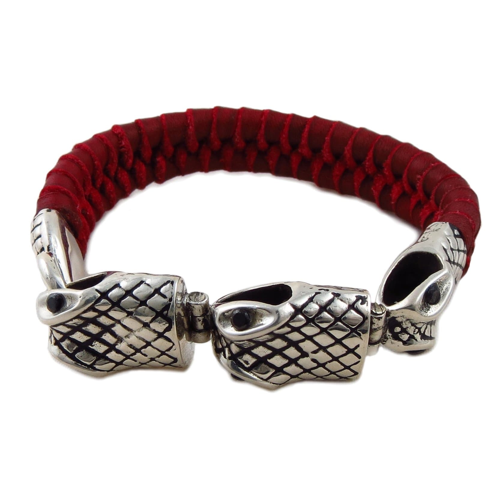 Hallmarked Snake Head 925 Sterling Silver Serpent Bracelet Cuff