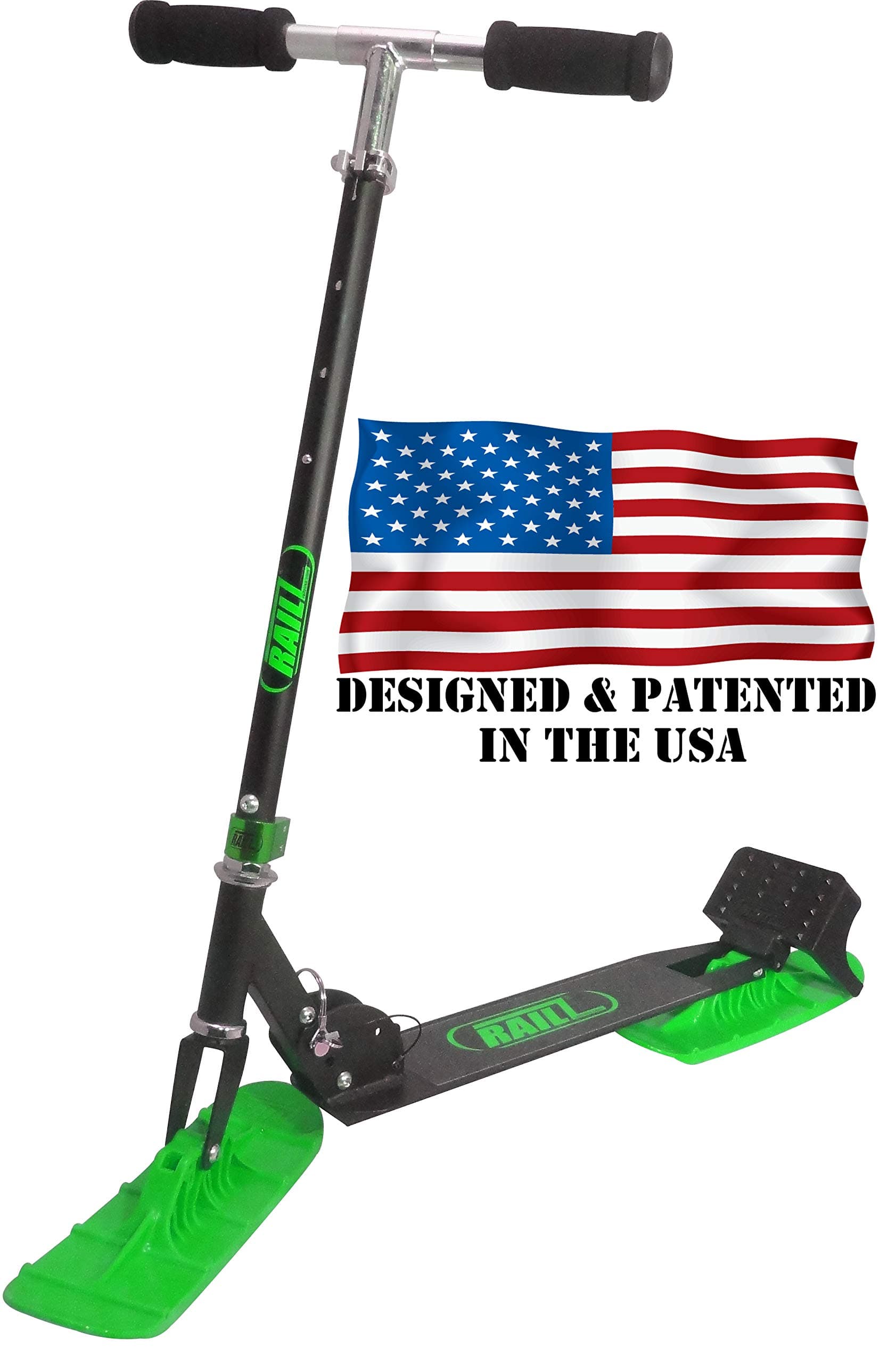 Railz Original Snow Sled Ski Scooter for All Ages. Designed & Patented in The USA. Compact Winter Snow Kick & Ski…