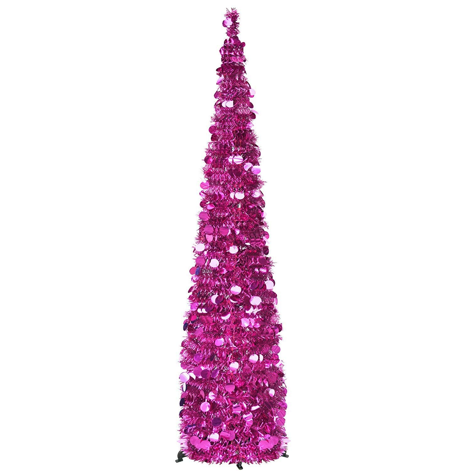 5ft DIY Sequin Christmas Tree Popup Collapsible Tinsel Artificial Christmas Tree w/ Stand Christmas Home Party Decorative Tree Glittering Bling Pop Up Xmas Decoration Tree New Year Wedding Decor