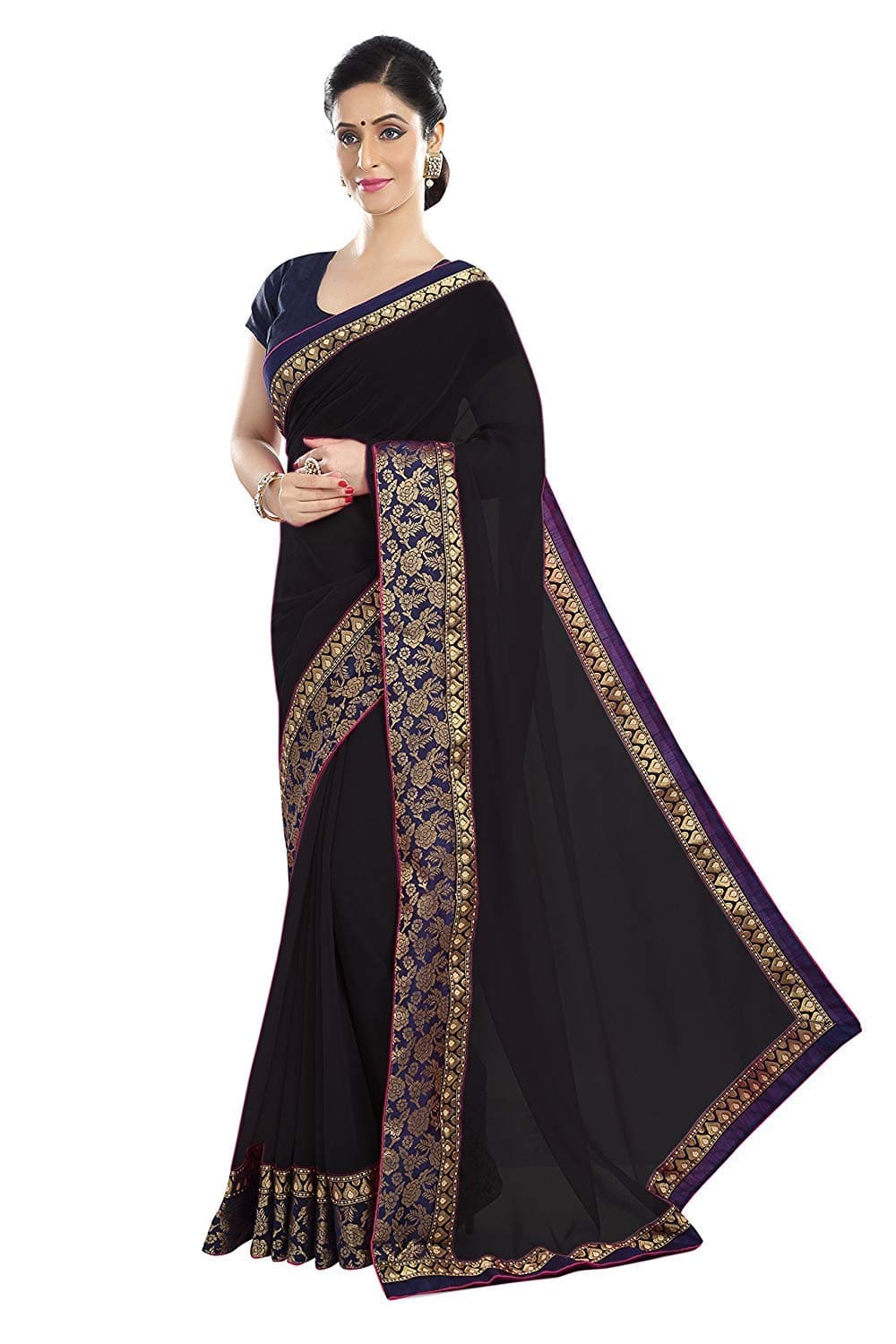 VK Saree Chiffon Saree With Blouse Piece