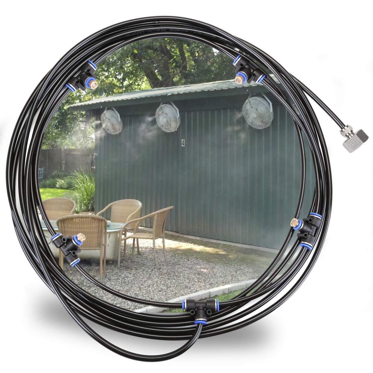 ACBungji Outdoor Misting System Atomiser Function System Irrigation System Spray Cooling System Cooling Sprinkler System for Greenhouse Gardens Swimming Pool Fan Misting System 5 m Black