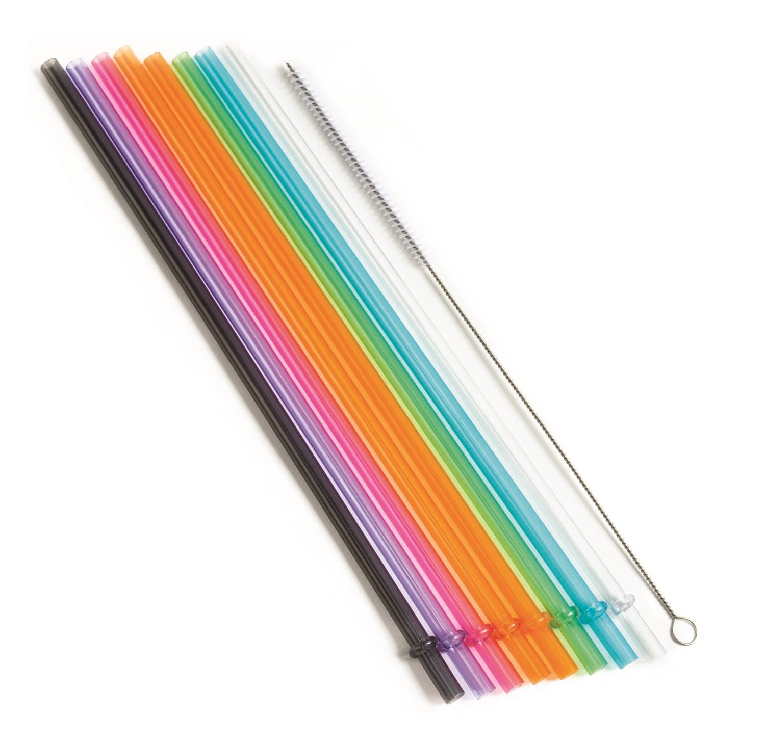 Bahoki Essentials 9 Piece Acrylic Straw Set With Cleaning Brush Extra-Tough Reusable Drink Straws