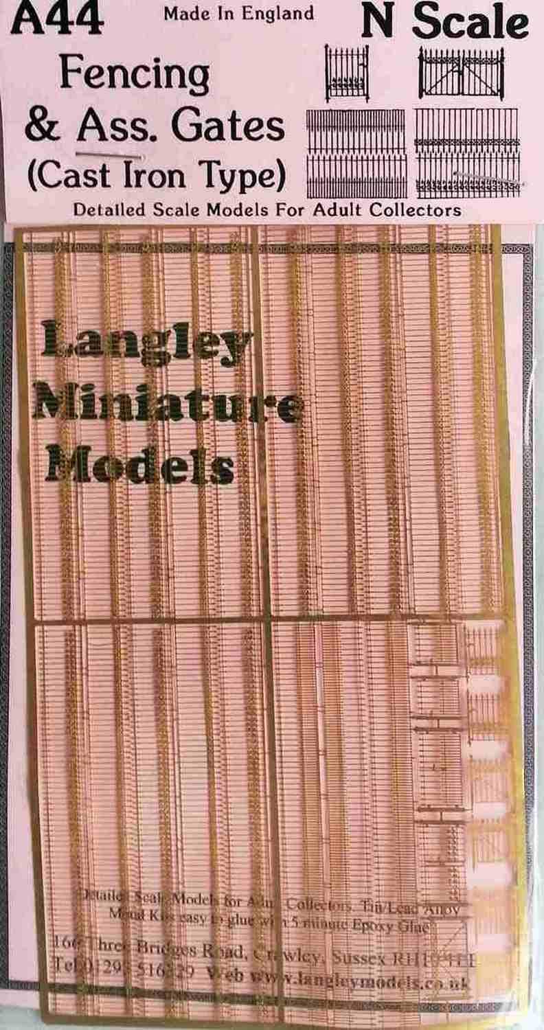 Langley Models Fencing + gates -etched Brass N Scale UNPAINTED Model Kit A44