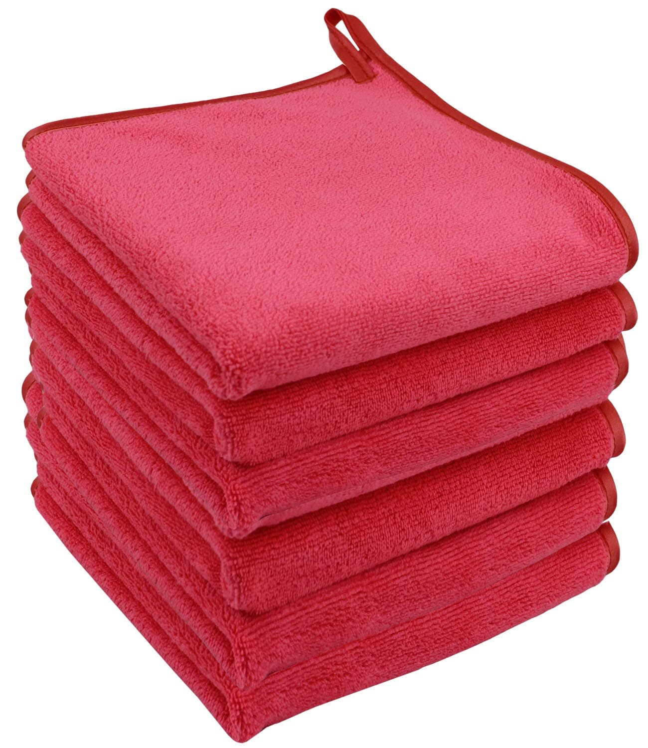 Microfibre Face Cleaning Cloths Makeup Remover Cloths Washcloths Face Drying Towels Face Wash, Exfoliating Hand, Gym,Spa &Travel 30CM X 30CM 6 Pack Pink