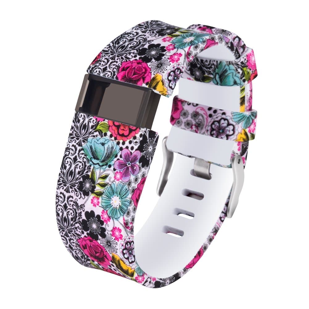 for Fitbit Charge HR Bands,Gealpoor Silicone Replacement Adjustable Band Strap for Fitbit Charge HR (Flower, Small)