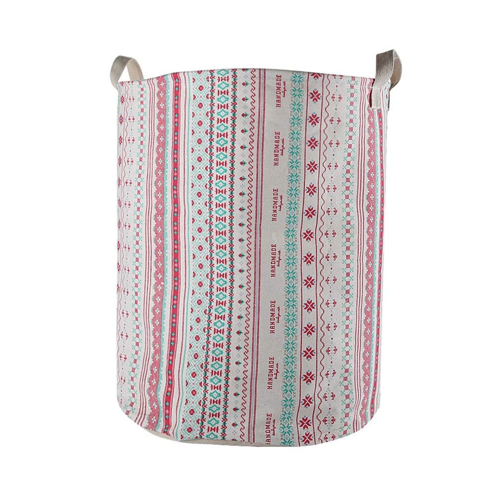 NEW POWER Collapsible Laundry Baskets Large,Eco Foldable Dirty Clothes Stand Storage Hampers,Waterproof Round Inner Drawstring Clothing Bins(Available 17.7" & 19.7" Height)-Bohemia A,L.