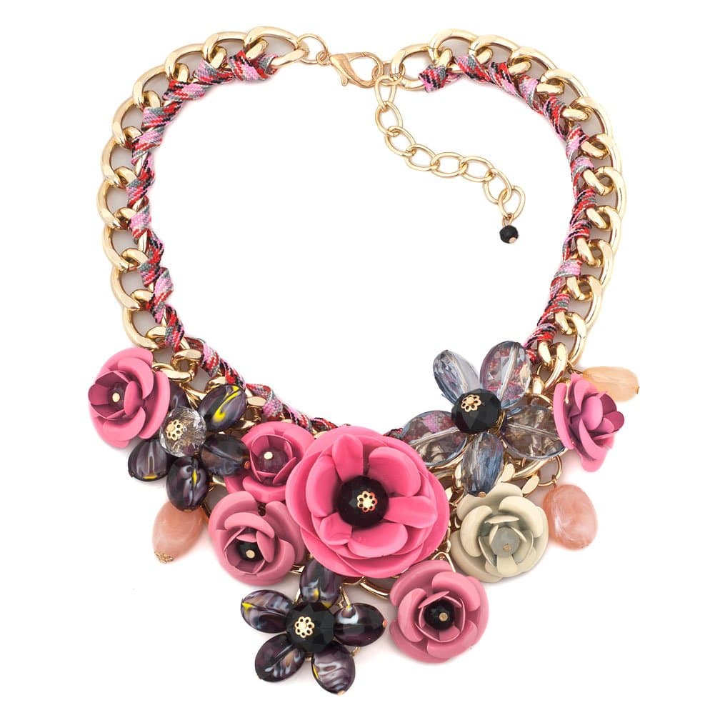 Flower Statement Necklace Choker Chunky Pendant