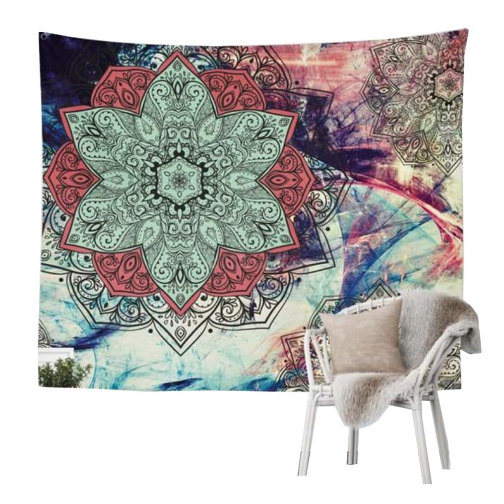 Jiamingyang Indian Mandala Flower Printed Tapestry Wall Hanging Tapestries Boho Bedspread Beach Towel (Small/59" X 51", Pattern 02)