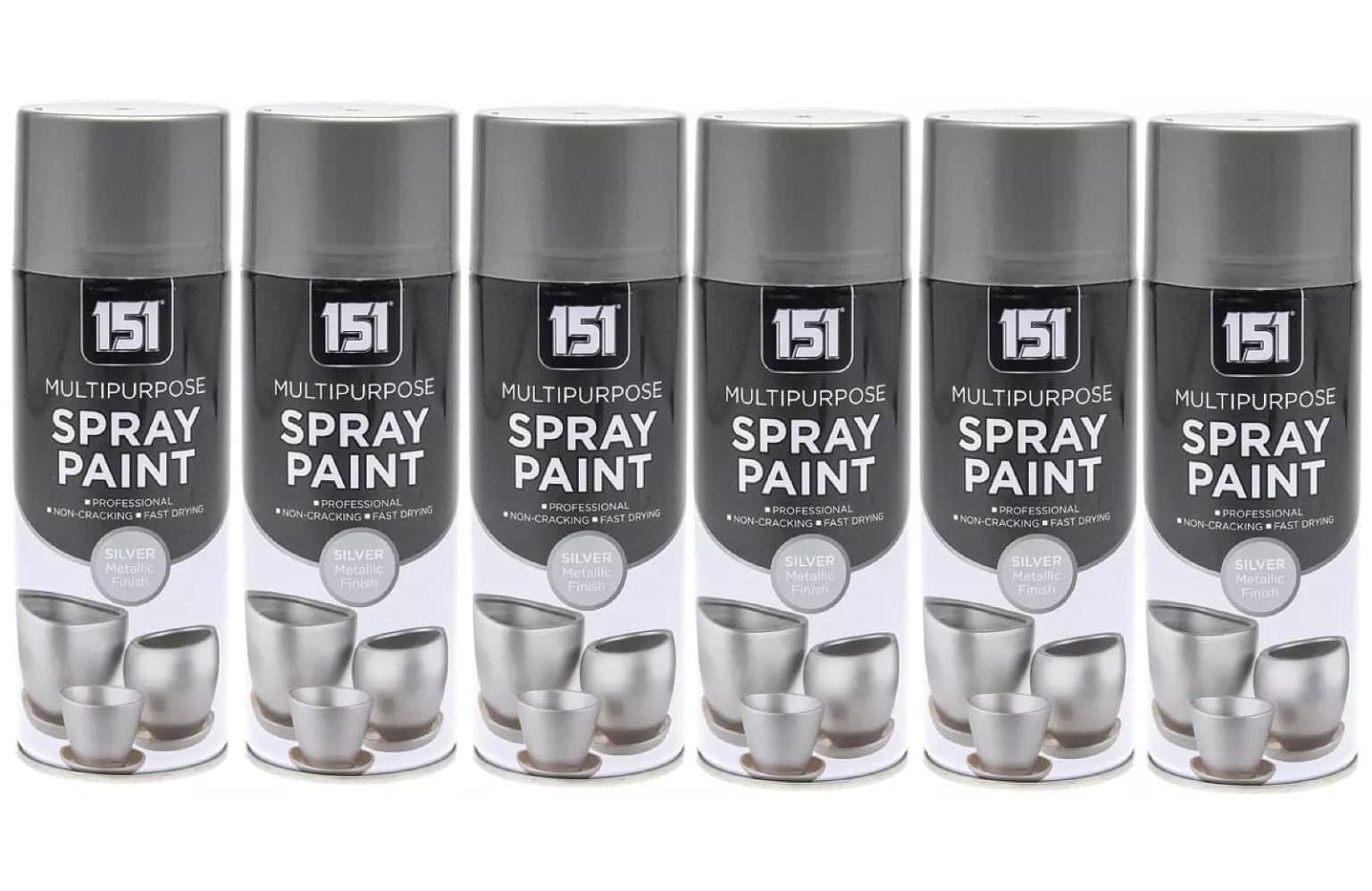 Silver Metalic Finish – 2 x 400ML MULTIPURPOSE SPRAY PAINT DECORATIVE INTERIOR EXTERIOR PAINT FAST DRYING-SZL