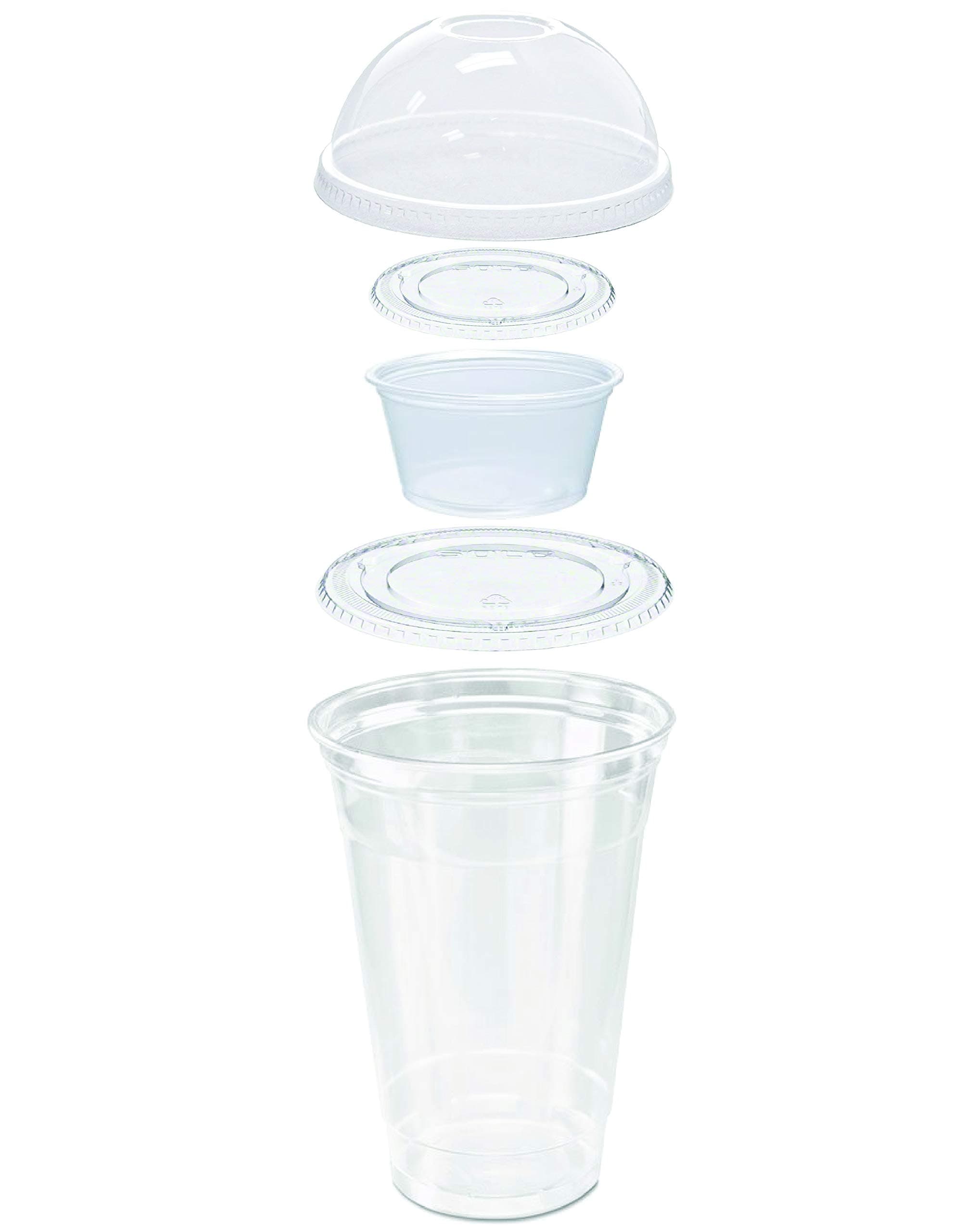 25 Count Grab n' Go Parfait/Snack Cup, Includes Souffle Cup with Lid, and Dome Lid with Signature Party Picks (20 Ounce)