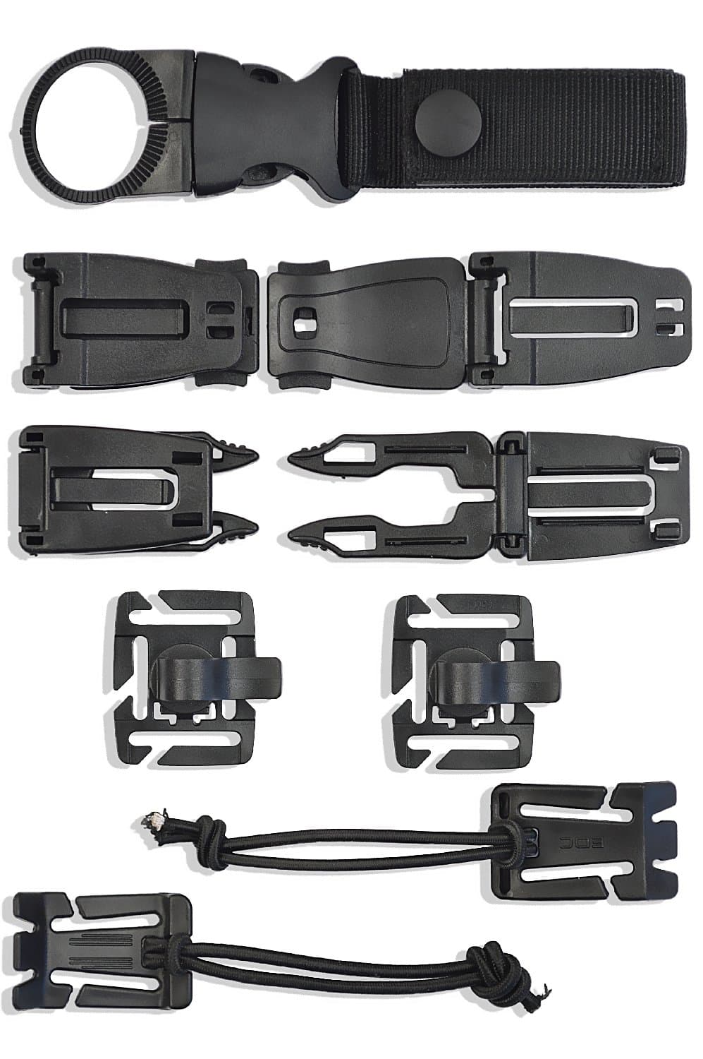 MOLLE Military Accessories and Attachments for Backpack. Pouch , Webbing Clips -Black.