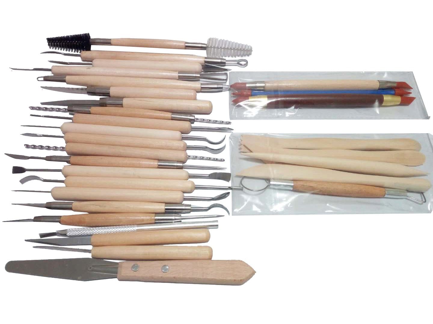 MARIR Sculpting Tool Clay Wooden Handle Pottery Carving Tool Set of 30 (30)