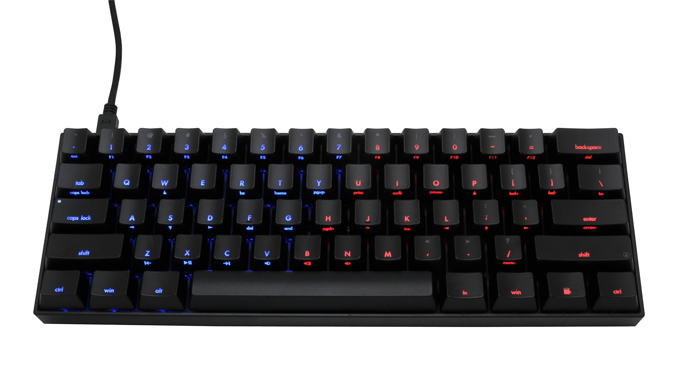 Mechanical Keyboard - KBP v60 - Black Case - Dual Light Blue/Red- Cherry Mx-Red