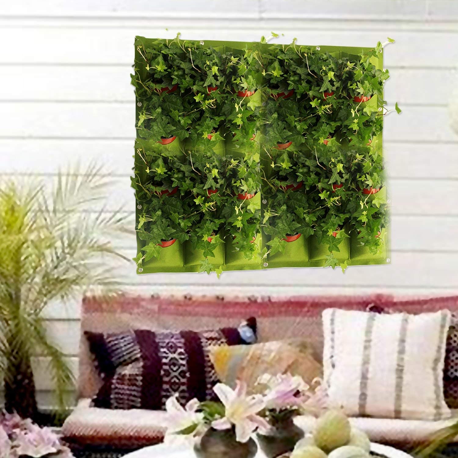 Vertical Hanging Wall Planter Herbs with 36 Roomy Pockets | Best for Yard Garden & Home Decoration | Flowers Garden Hanging Grow Bags (Green)