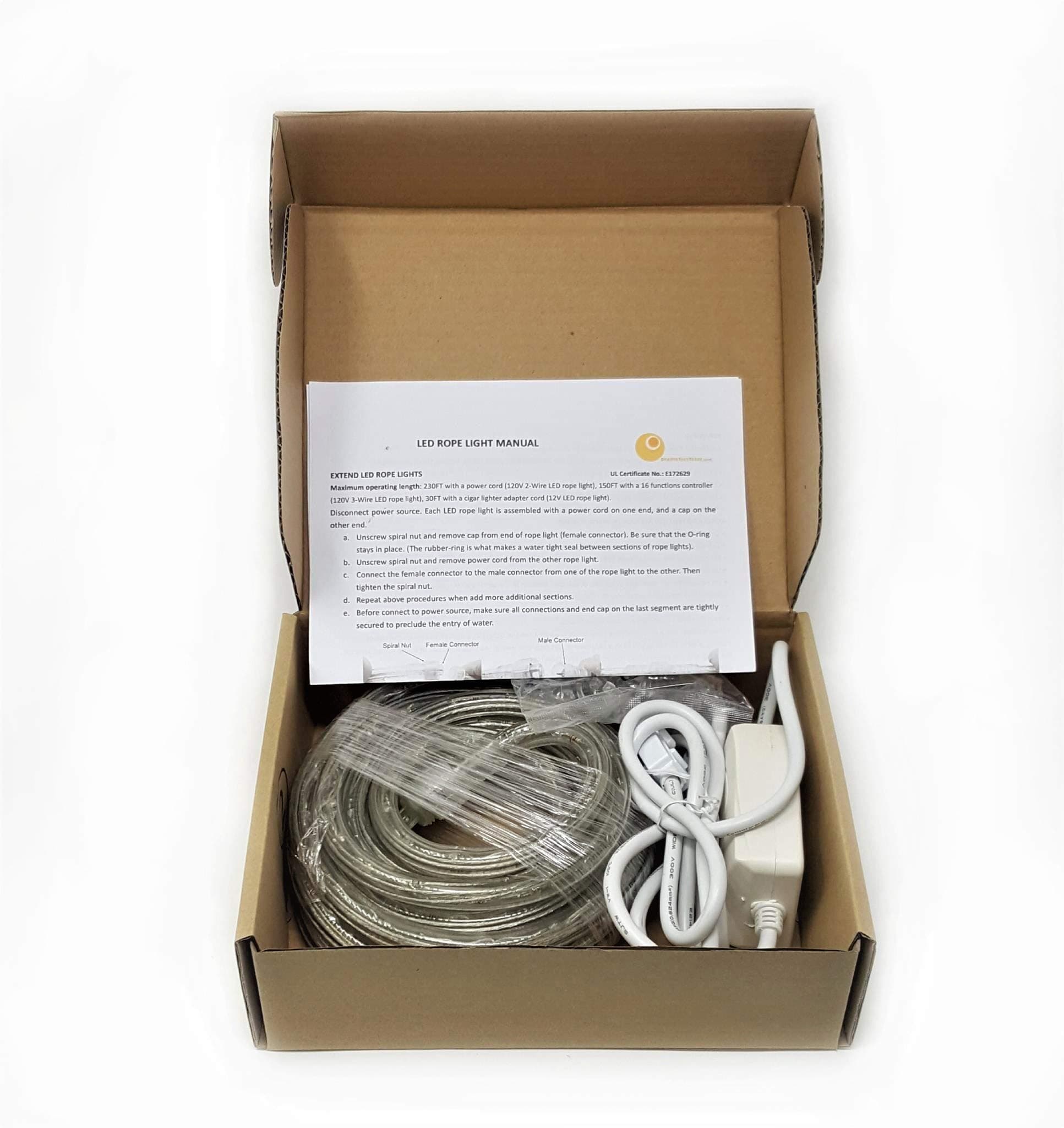 10FT BRILLIANT AMBER 3 WIRE CHASING LED ROPE LIGHT KIT. CHRISTMAS LIGHTING. OUTDOOR ROPE LIGHTING