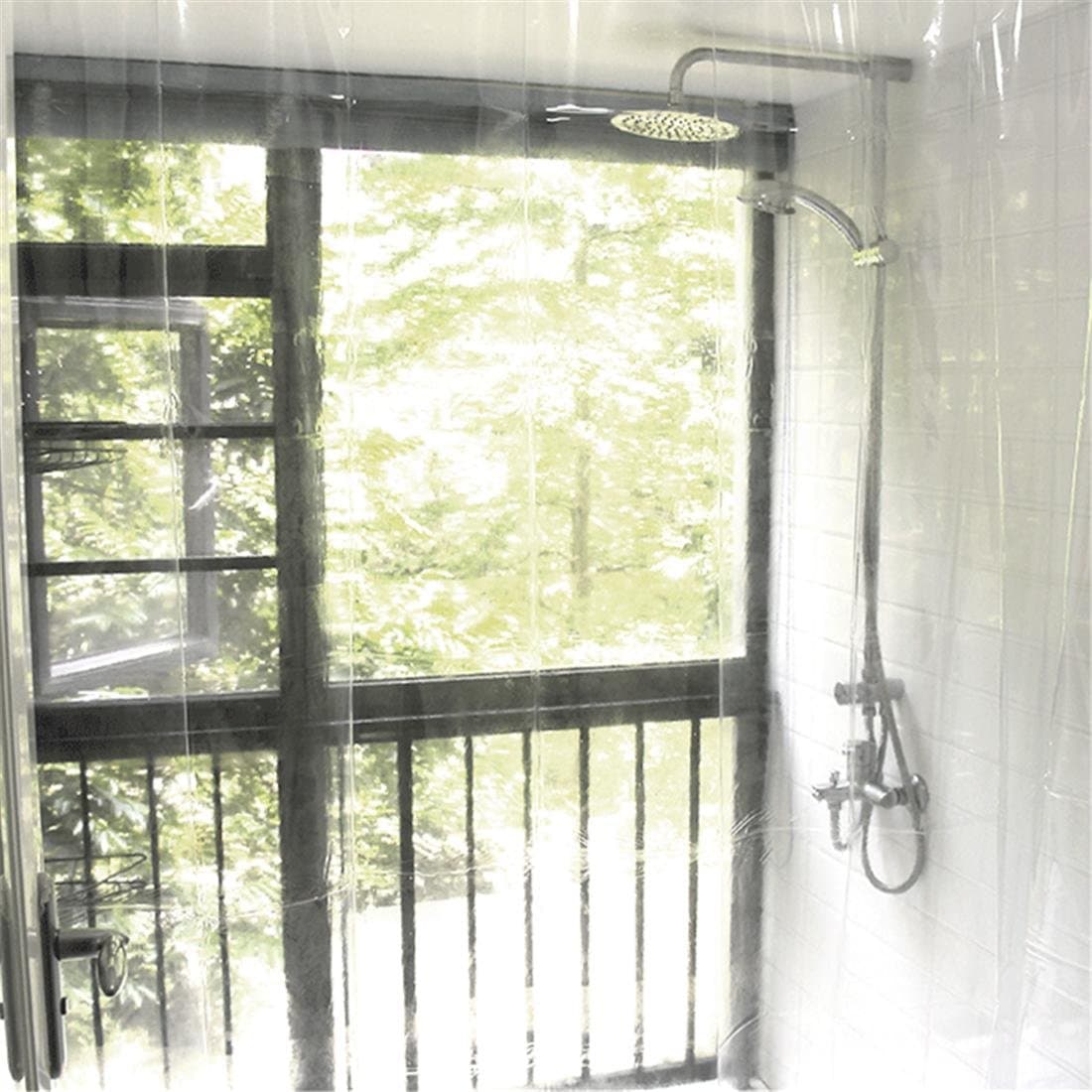 PEVA Plastic Shower Curtain Set With Hooks White Bath curtain, Pure White No Pattern Waterproof Transparent Washable Bathroom Washroom Shelter Enough Rings