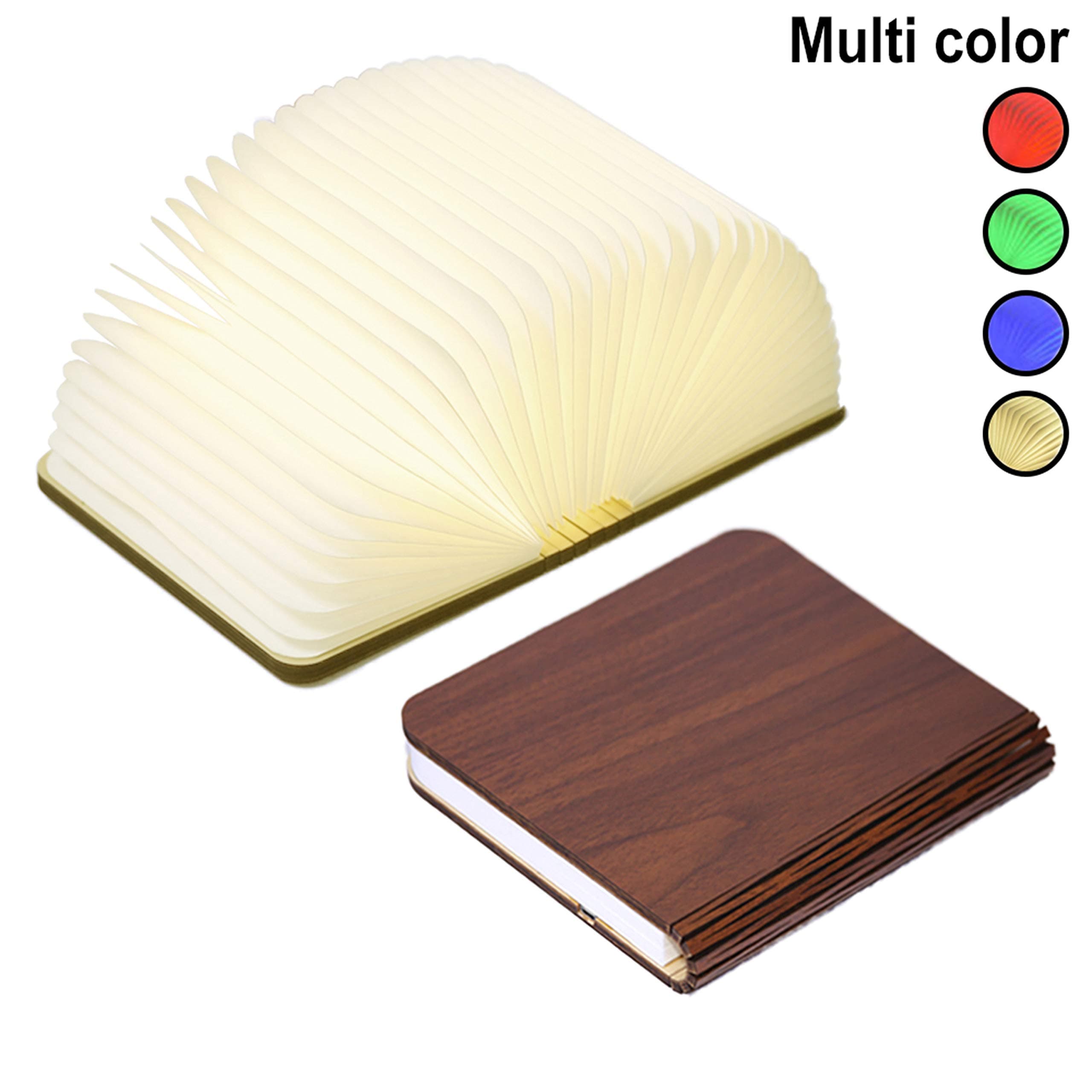 Innerest Night Light Wooden Book Folding Lamp Desk Table Home Décor Kids Bed Lighting (Maple Wood, Large)