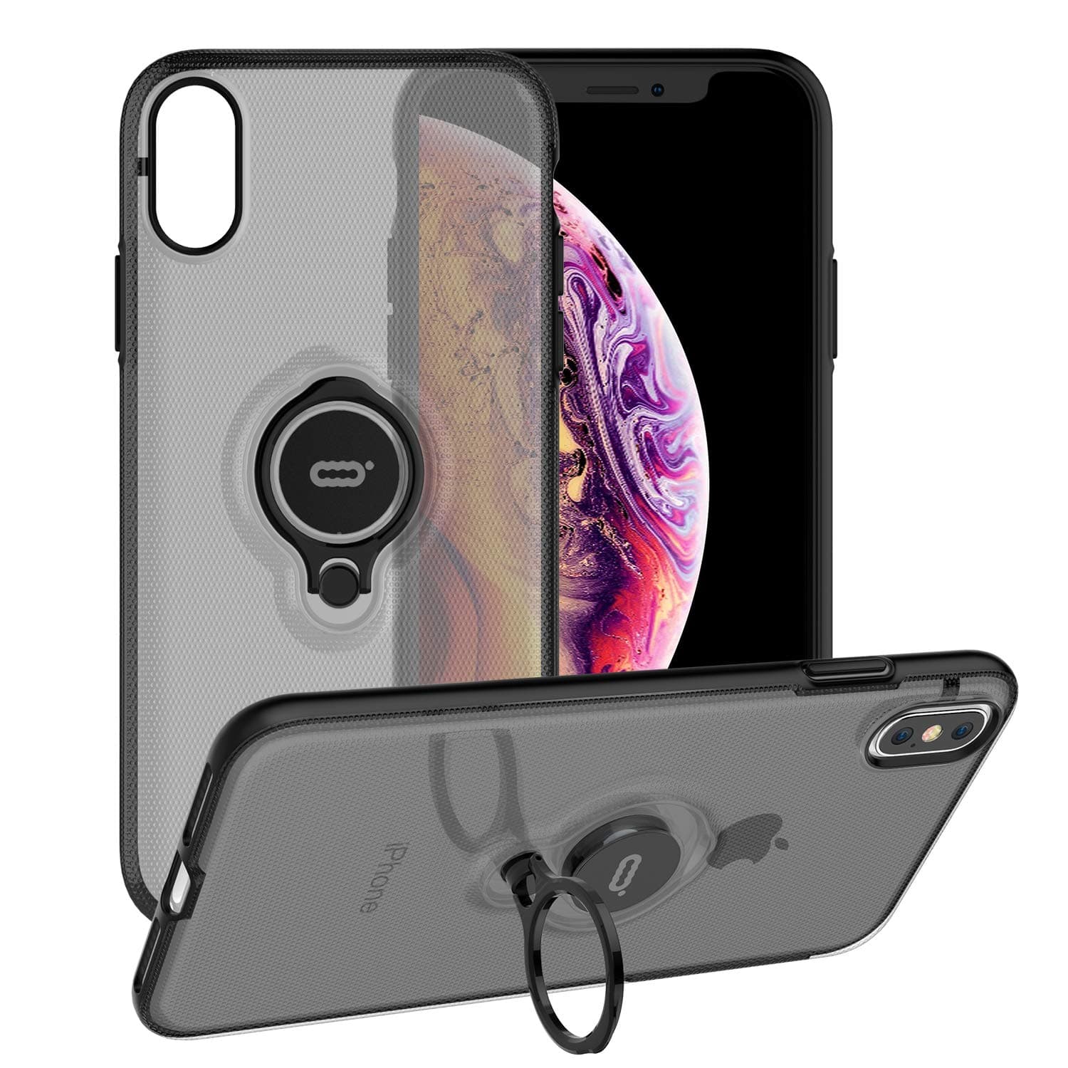 ICONFLANG Phone Case for iPhone XS Max Case, 360 Degree Rotating Ring Kickstand Phone Cover Compatible with iPhone XS Max, Dual Layer Shockproof Impact Protection,Works with Magnetic Car Mount