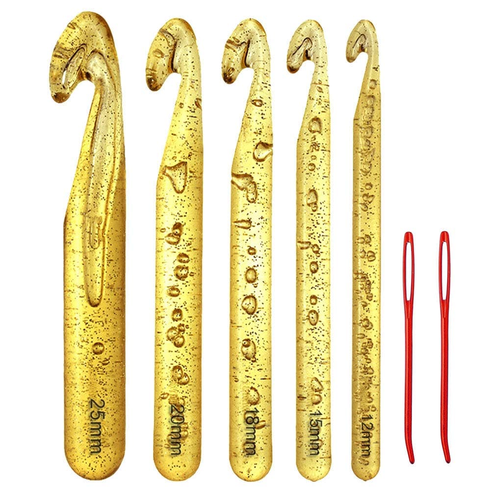 12mm-25mm Translucent Crochet Hook Set for Chunky Bulky Yarn,Rag Rugs,Shawl,Blanket Patterns Large Size Crochet Hooks Needles