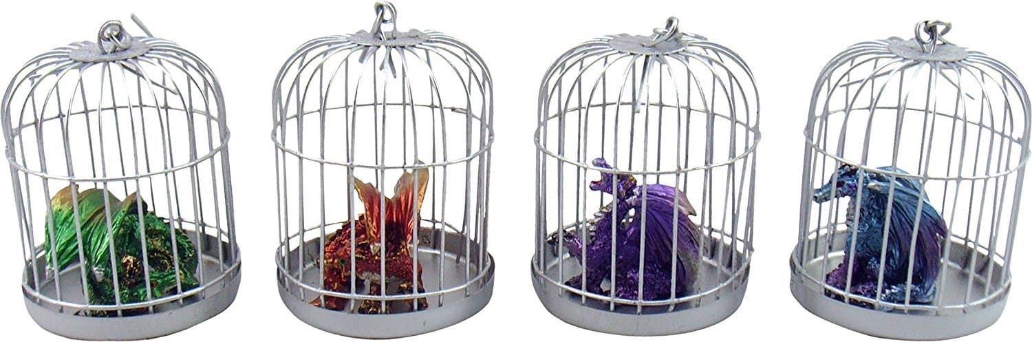 One supplied - DRAGONLING Pet in Cage - 5.5cm - Decorative Mini Baby Dragon Figurine (price is for one dragonling)